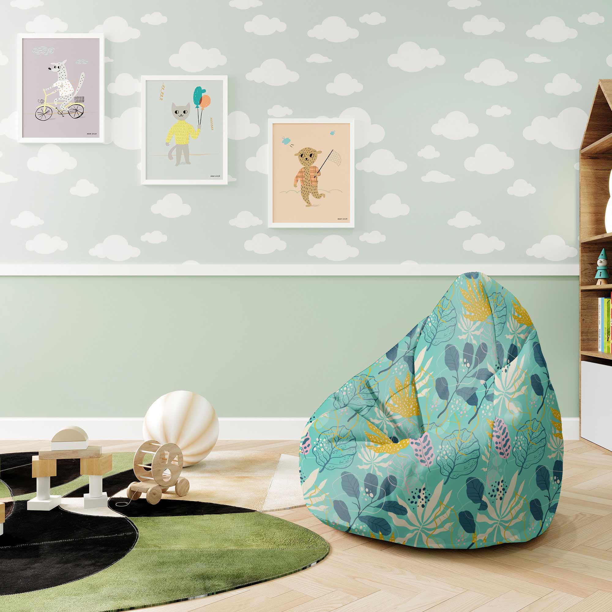 Pearshape Pouf Abstract Exotic-S-Velvet