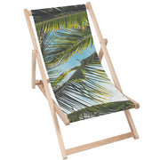 Vintage Wooden Deck Chair Palm Leaves