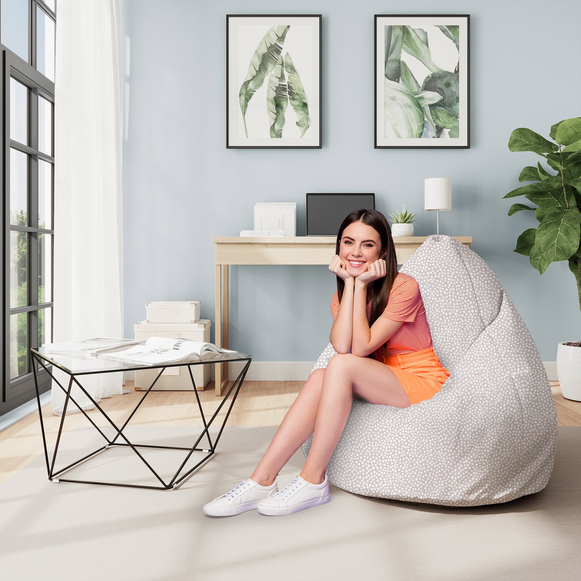 Pearshape Pouf Abstract Earth Dots-M-Oxford
