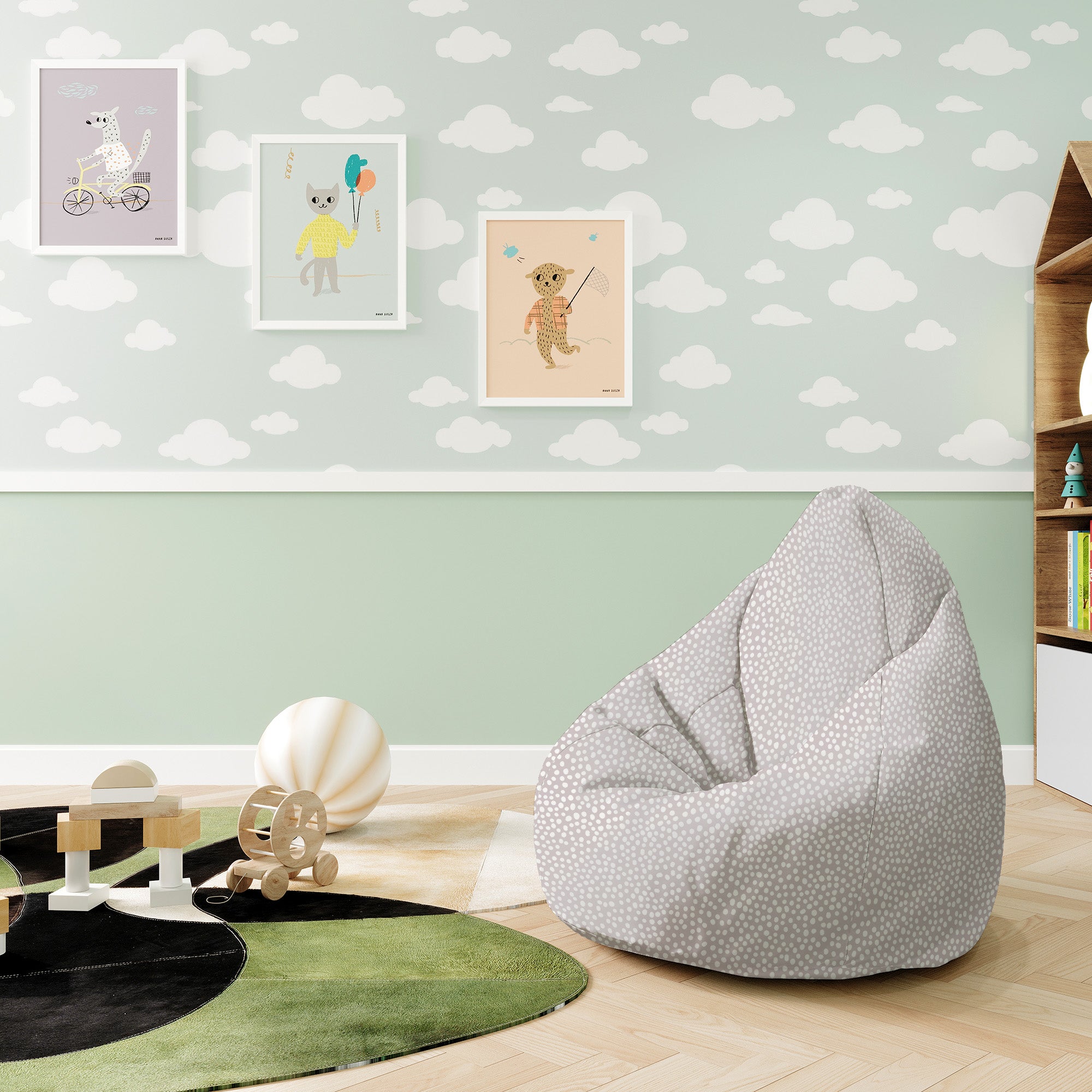 Pearshape Pouf Abstract Earth Dots-S-Velvet