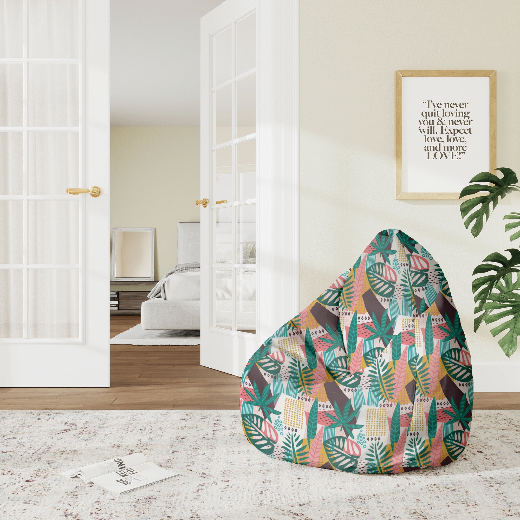 Pearshape Pouf Abstract Monstera-M-Velvet
