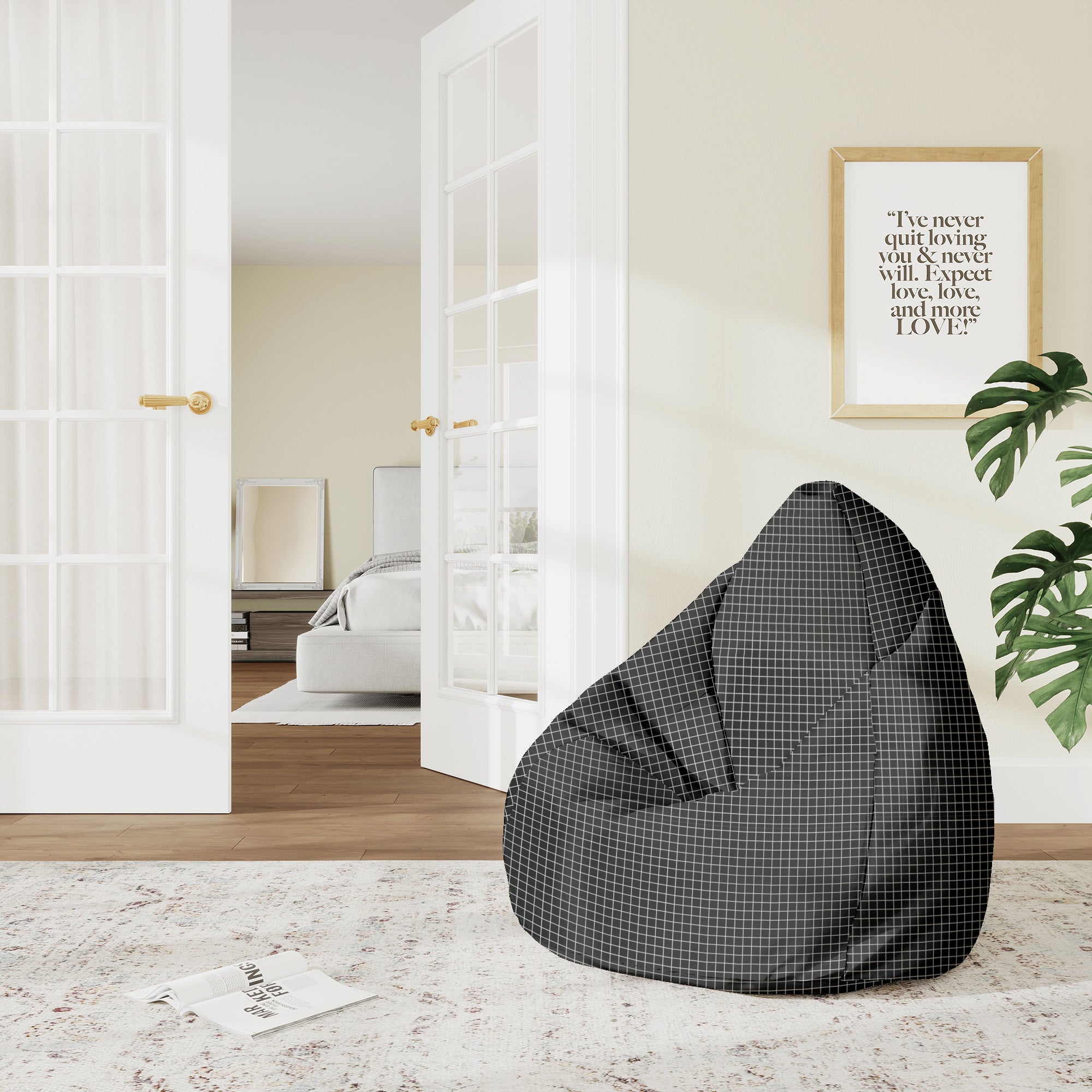 Pearshape Pouf Aesthetic Grid-M-Velvet