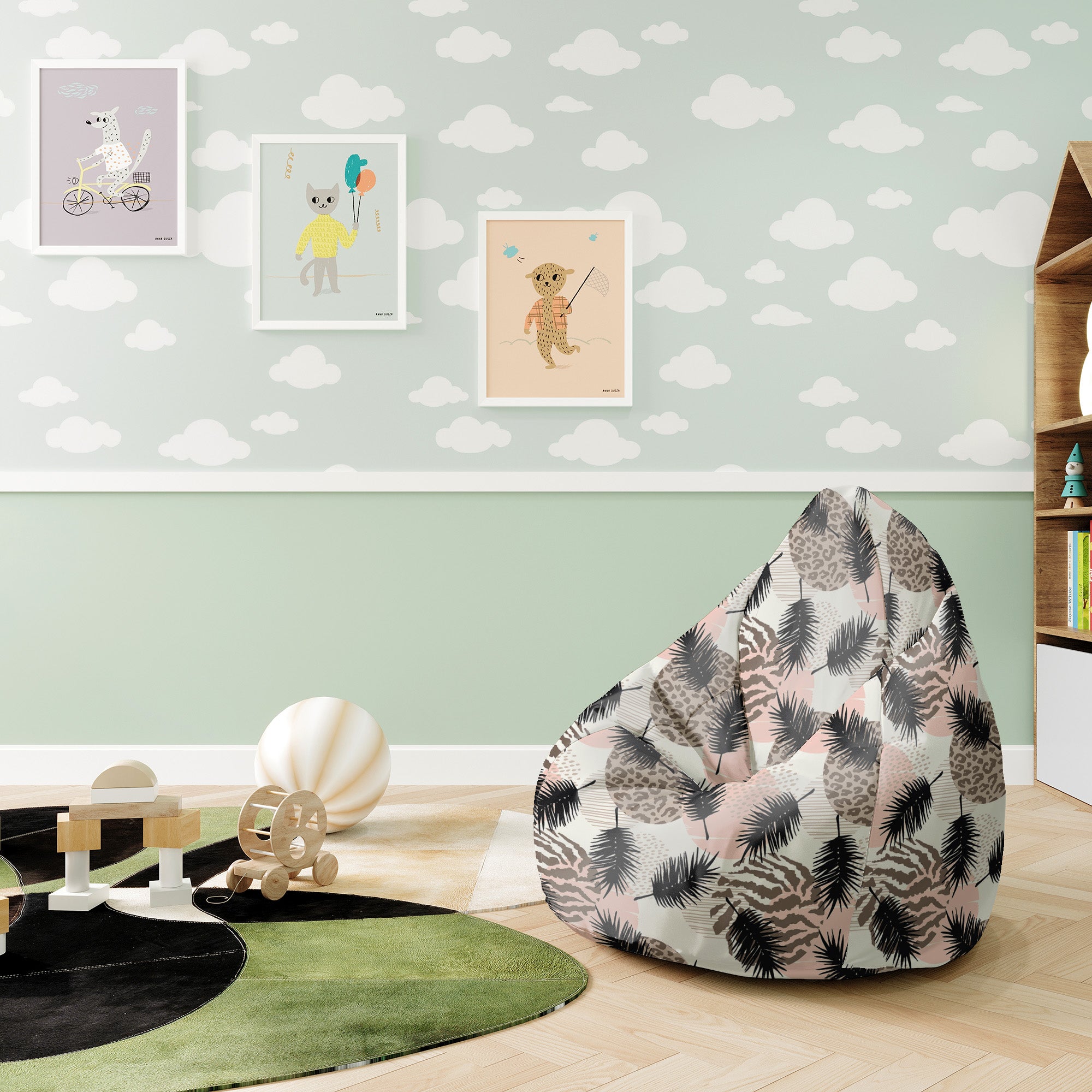 Pearshape Pouf Animal and Tropical Geometric-S-Velvet