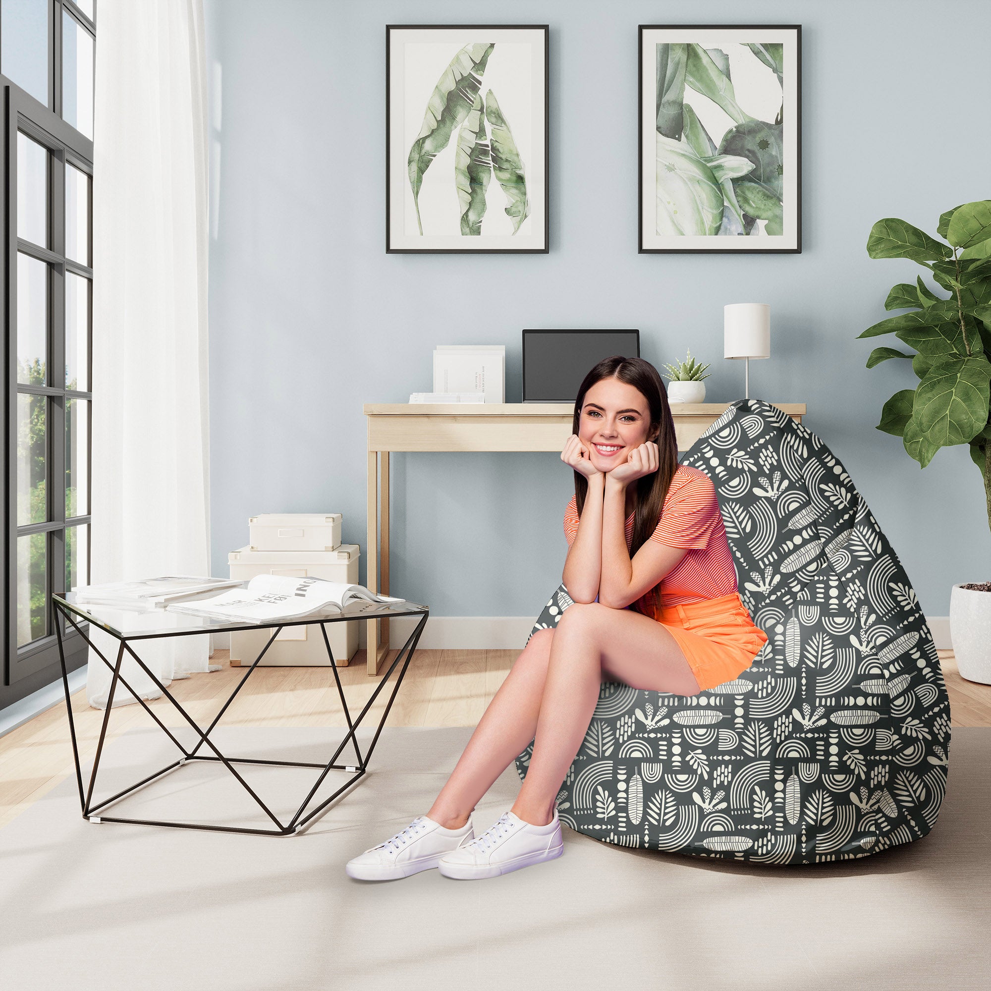 Pearshape Pouf Artistic Abstract Art-M-Oxford
