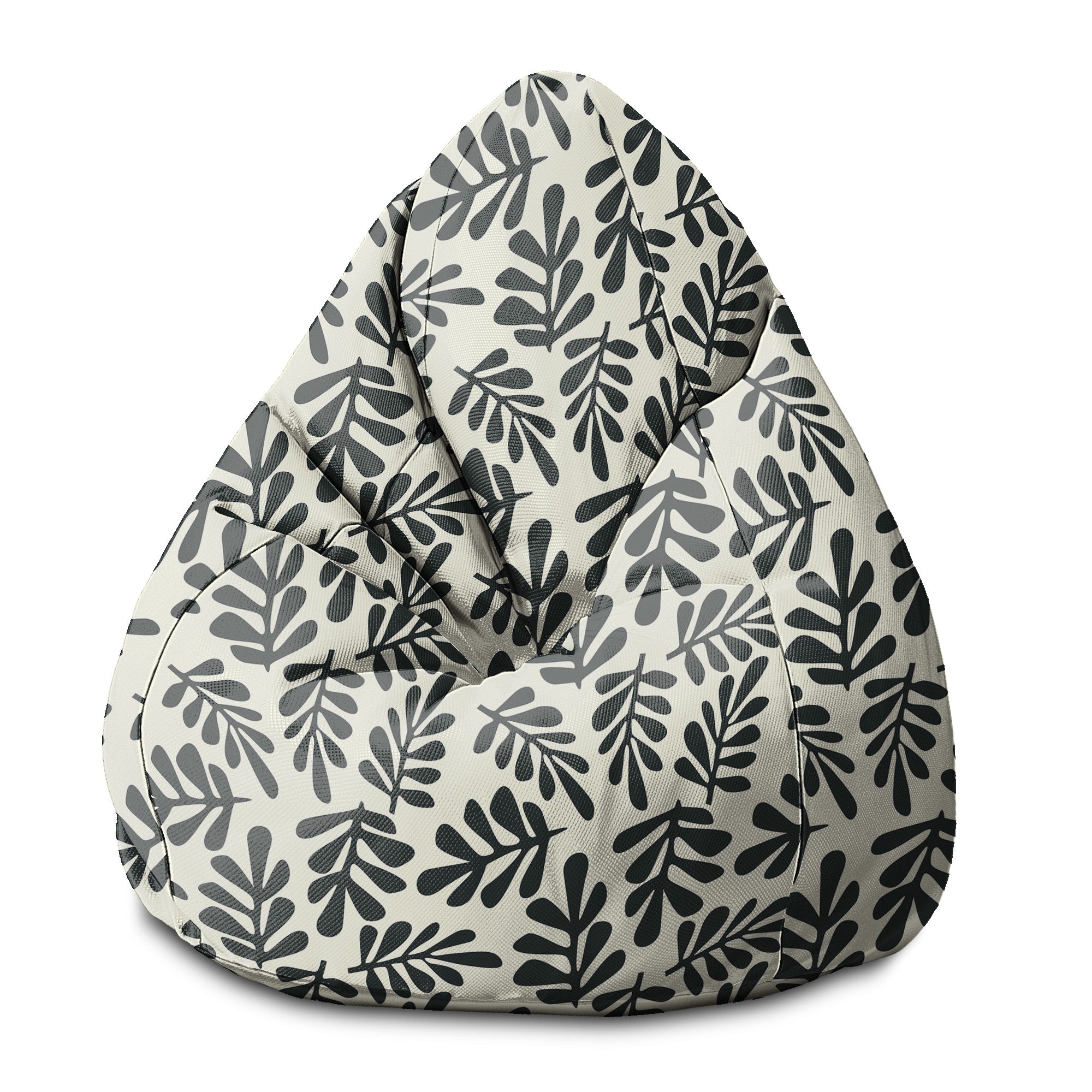 Pearshape Pouf Artistic Abstract Leaves-S-Velvet