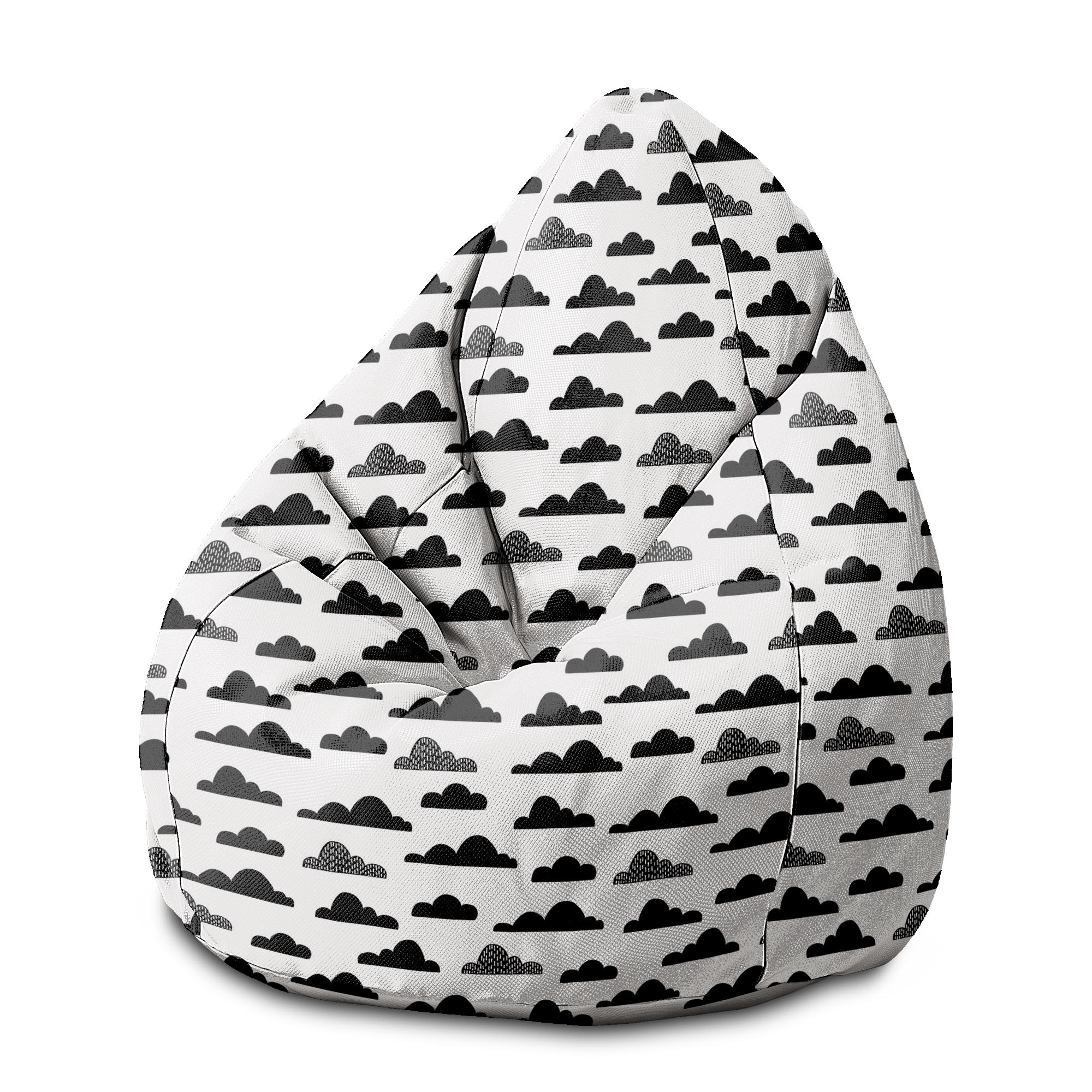 Pearshape Pouf Black Clouds-M-Velvet