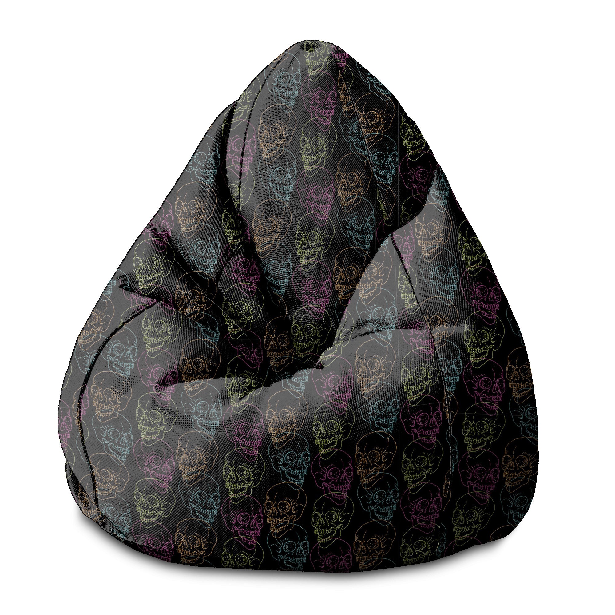 Pearshape Pouf Black Skull-S-Velvet