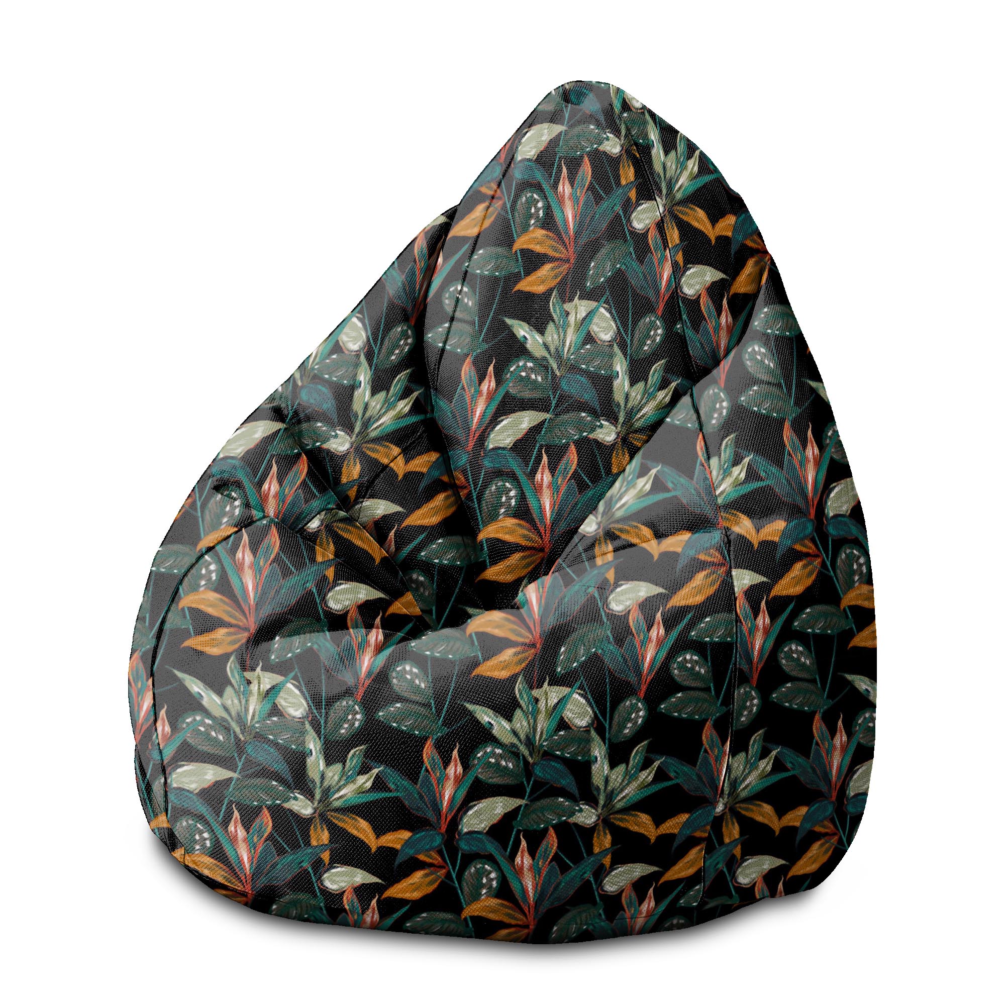 Pearshape Pouf Black Tropical Forest-M-Oxford