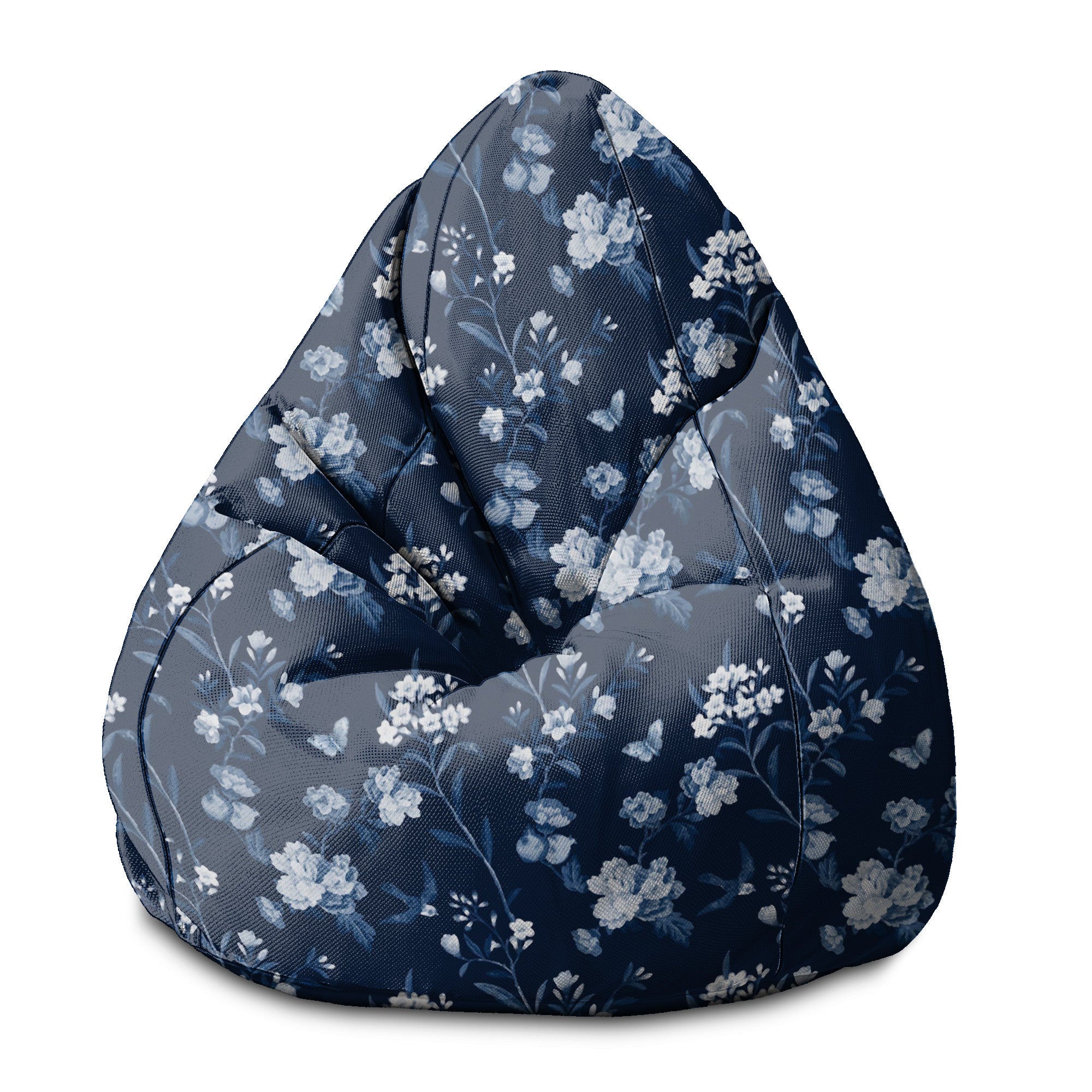 Pearshape Pouf Blue Botanical-S-Oxford
