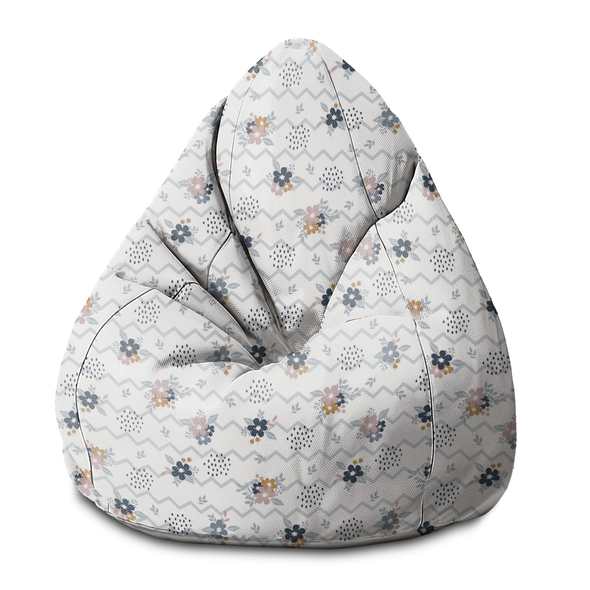 Puf Birnenform Chevron und Blumen-S-Samt