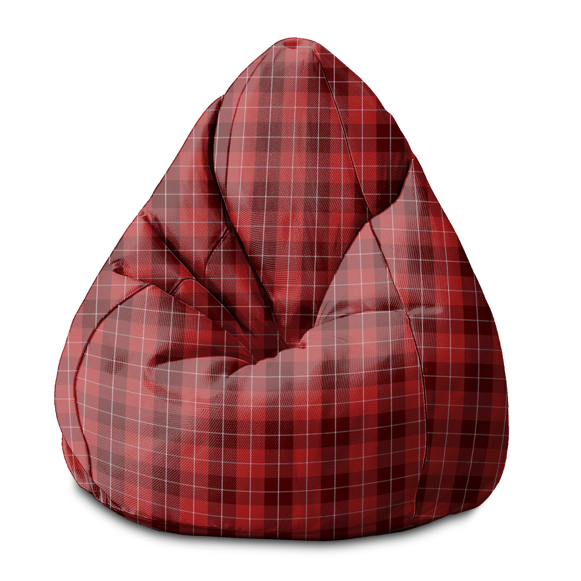 Pearshape Christmas Red Checker Pouf-S-Oxford