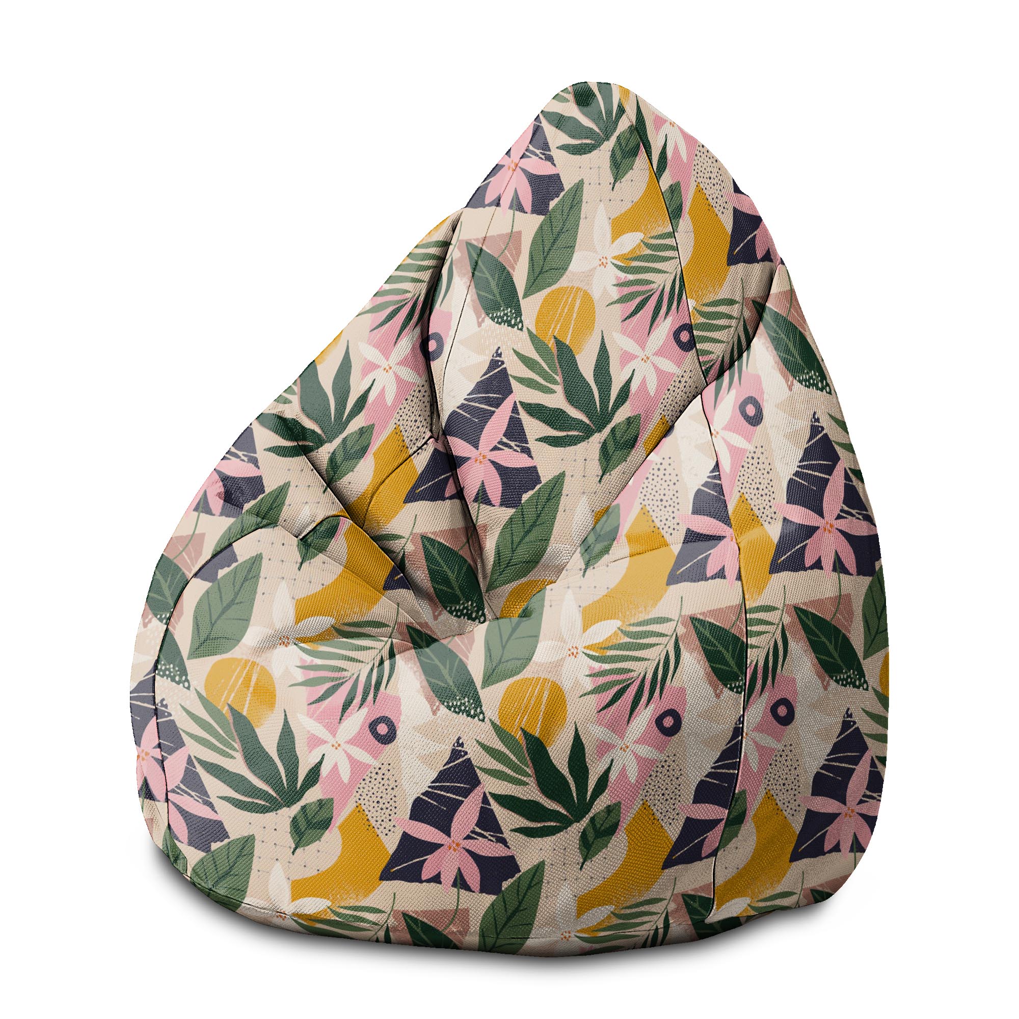 Pearshape Collage Floral Pouf-M-Velvet