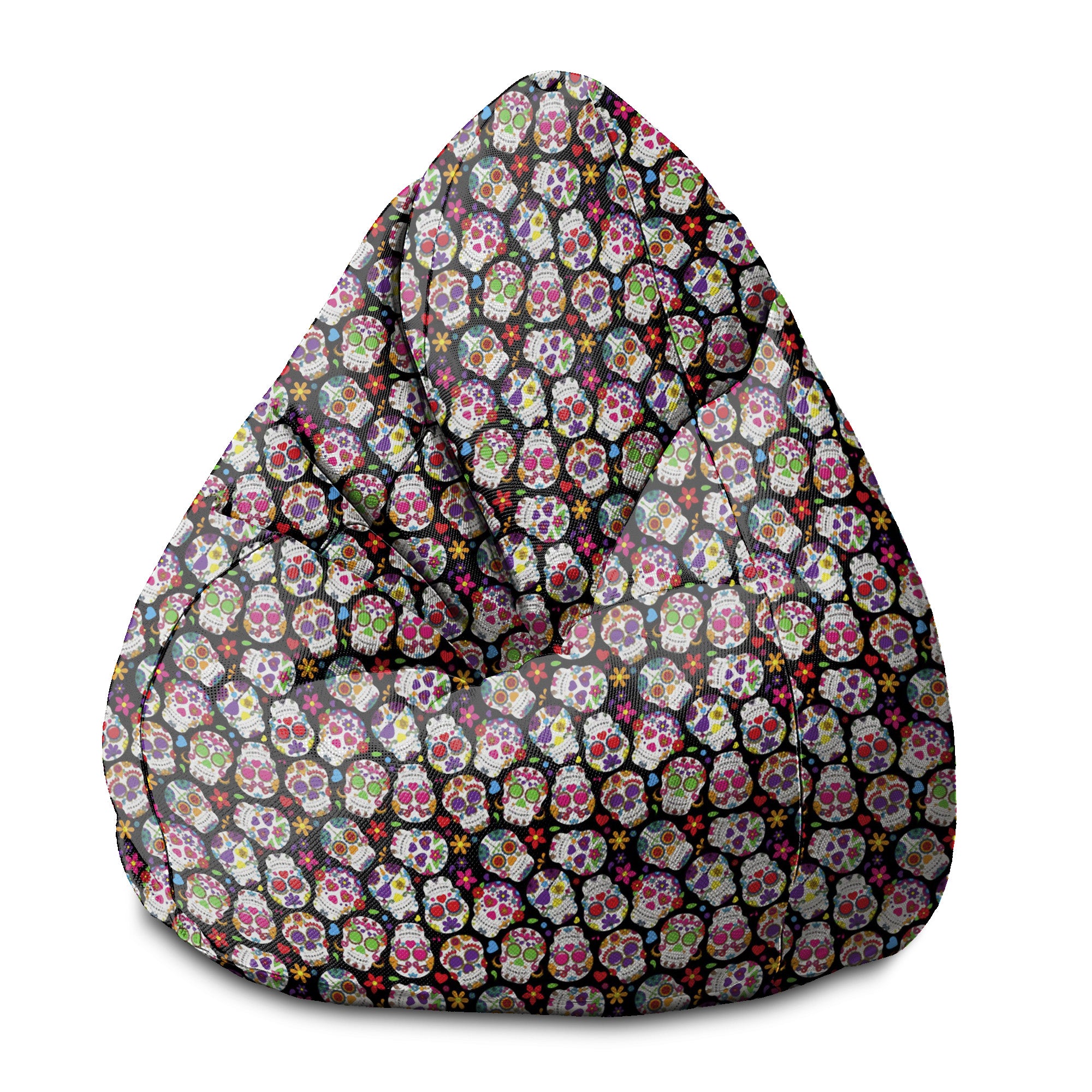Pearshape Colourful Skull Pouf-S-Velvet