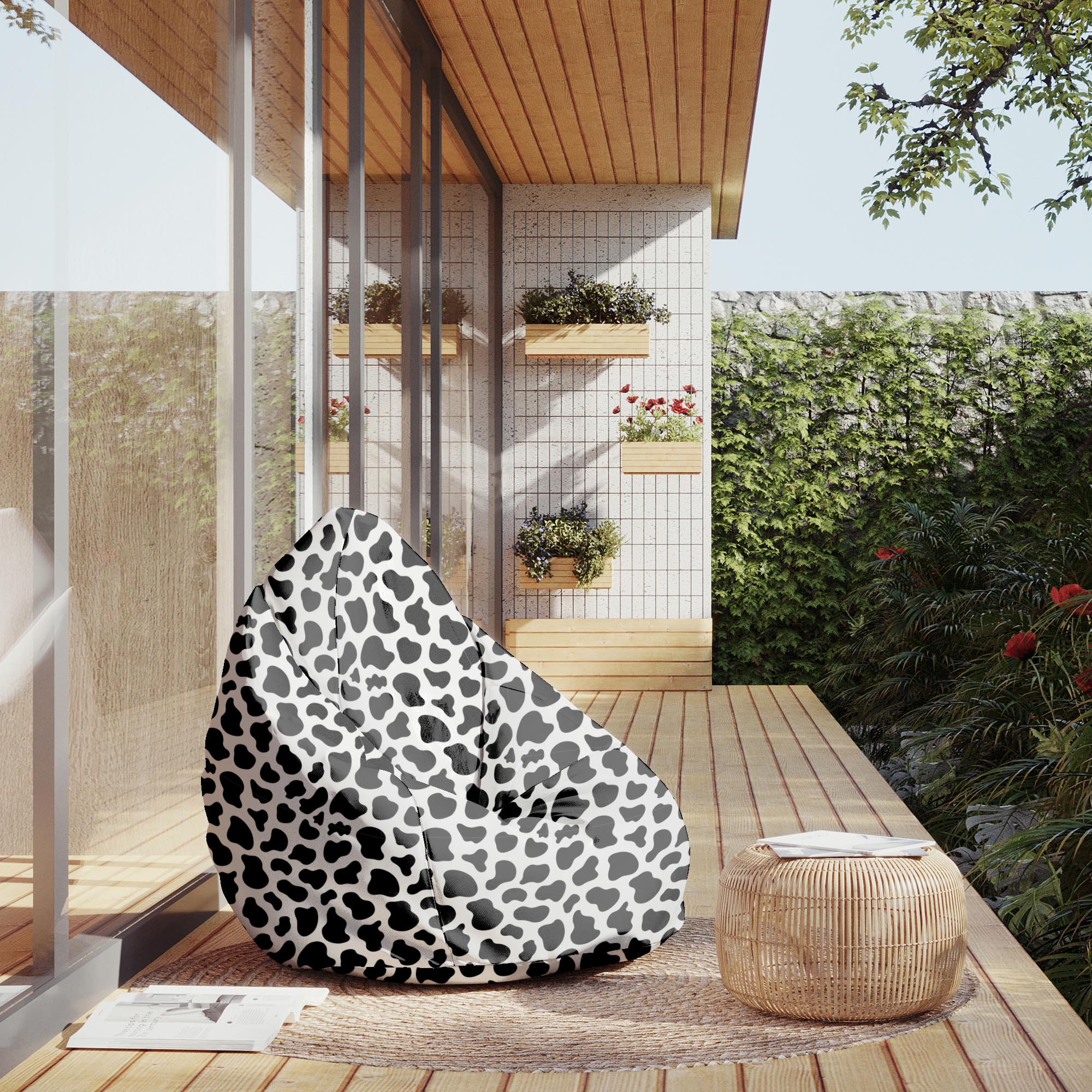 Pearshape Cow Print Pouf-M-Oxford