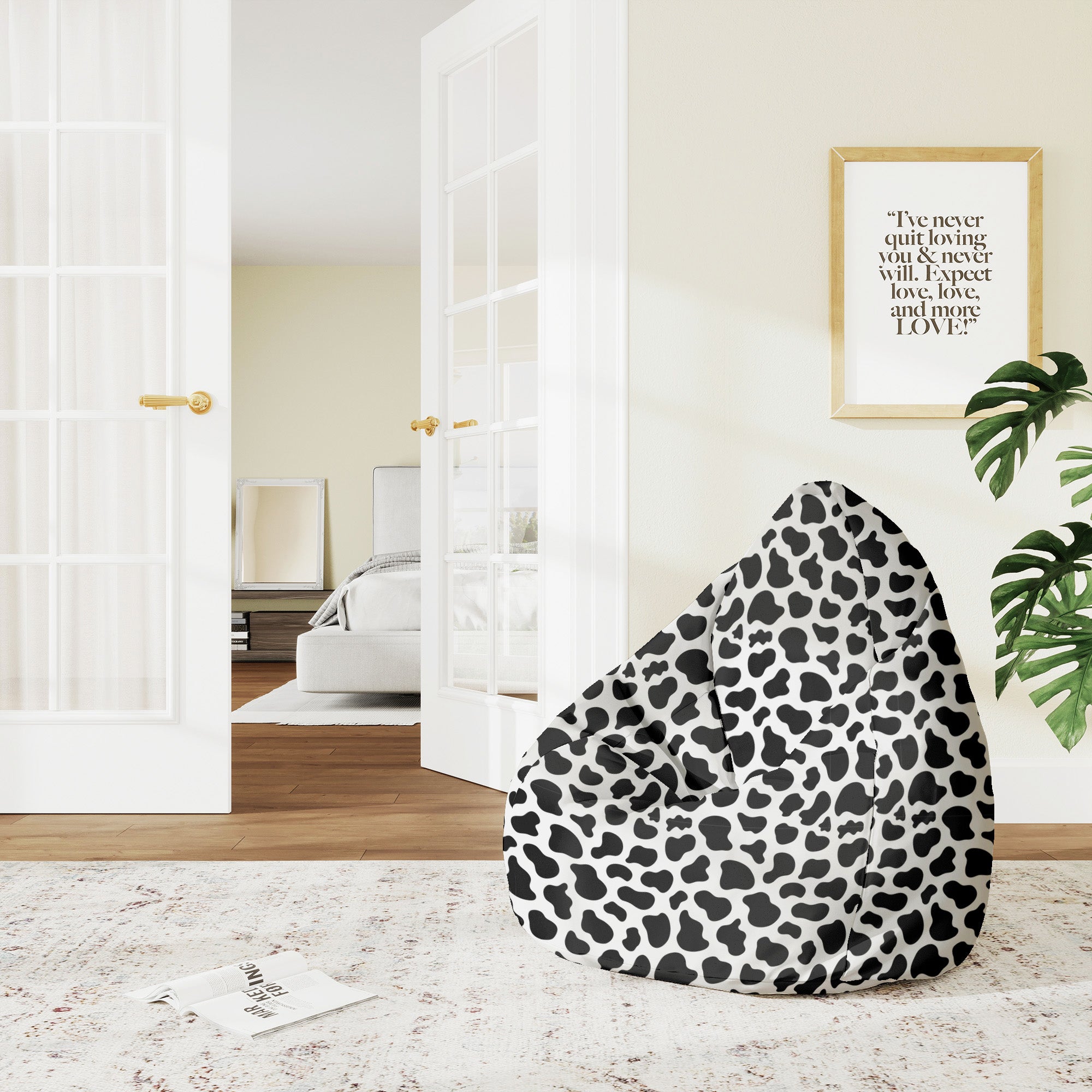 Pearshape Cow Print Pouf-M-Velvet