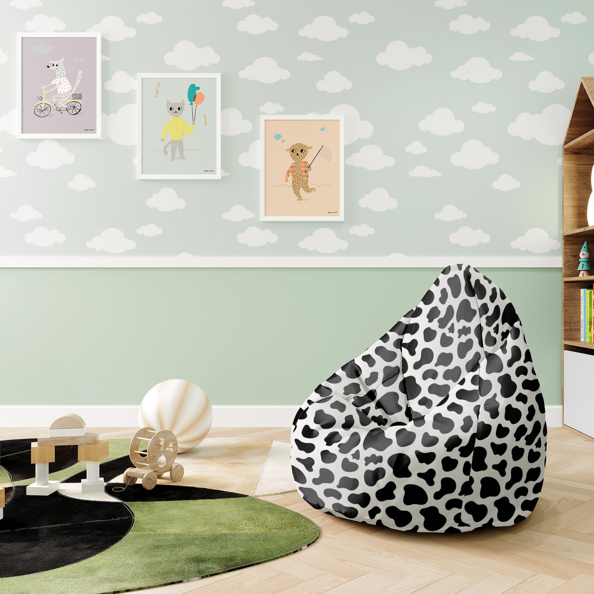 Pearshape Cow Print Pouf-S-Oxford