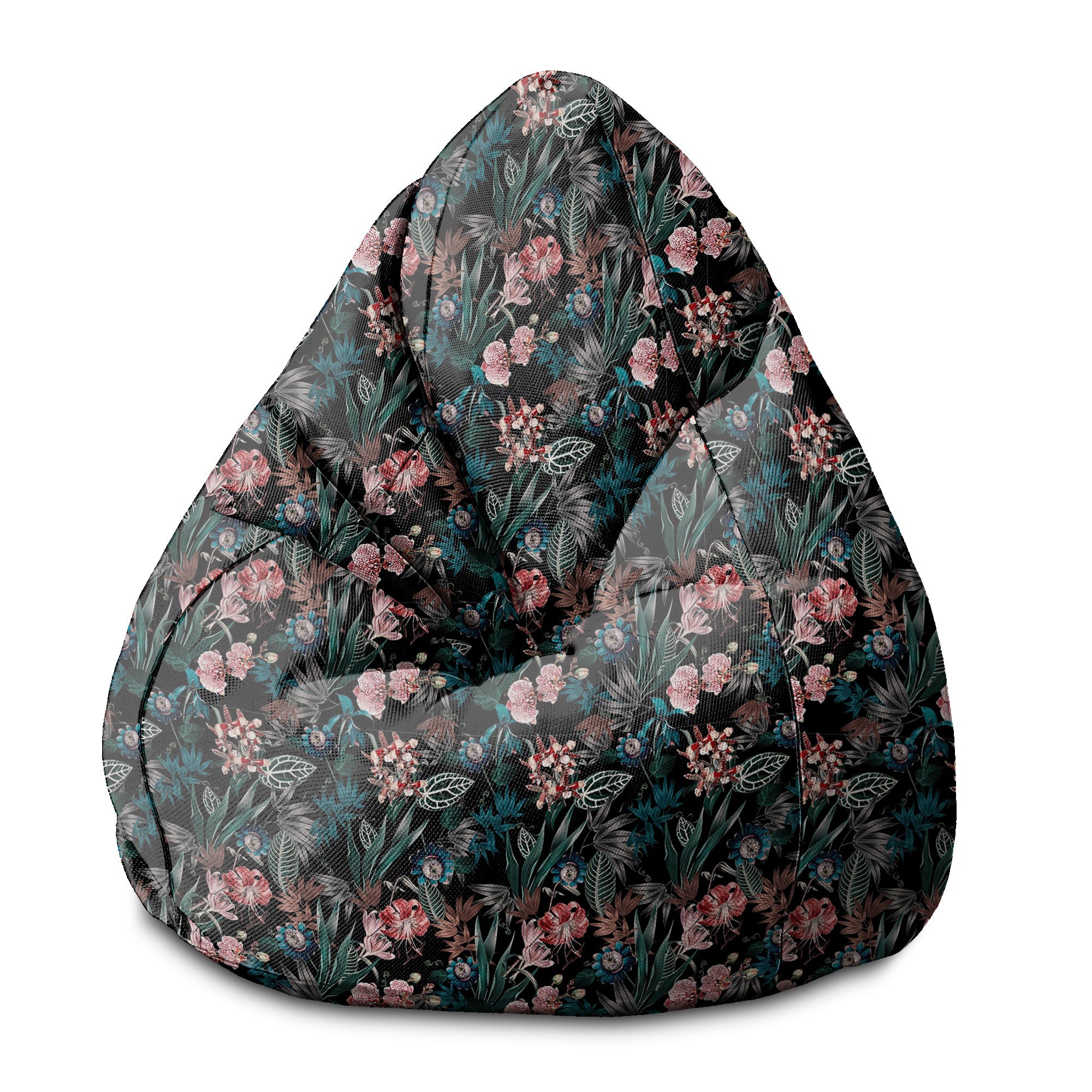 Pearshape Dark Botanic Pouf-S-Oxford