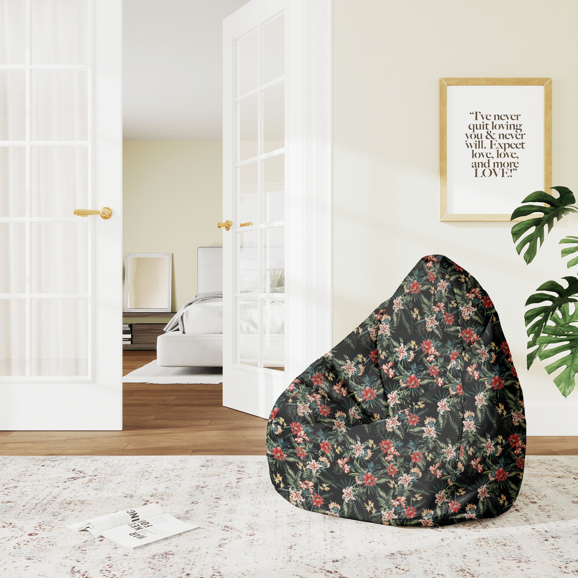 Pearshape Pouf Dark Jungle Exotic-M-Oxford