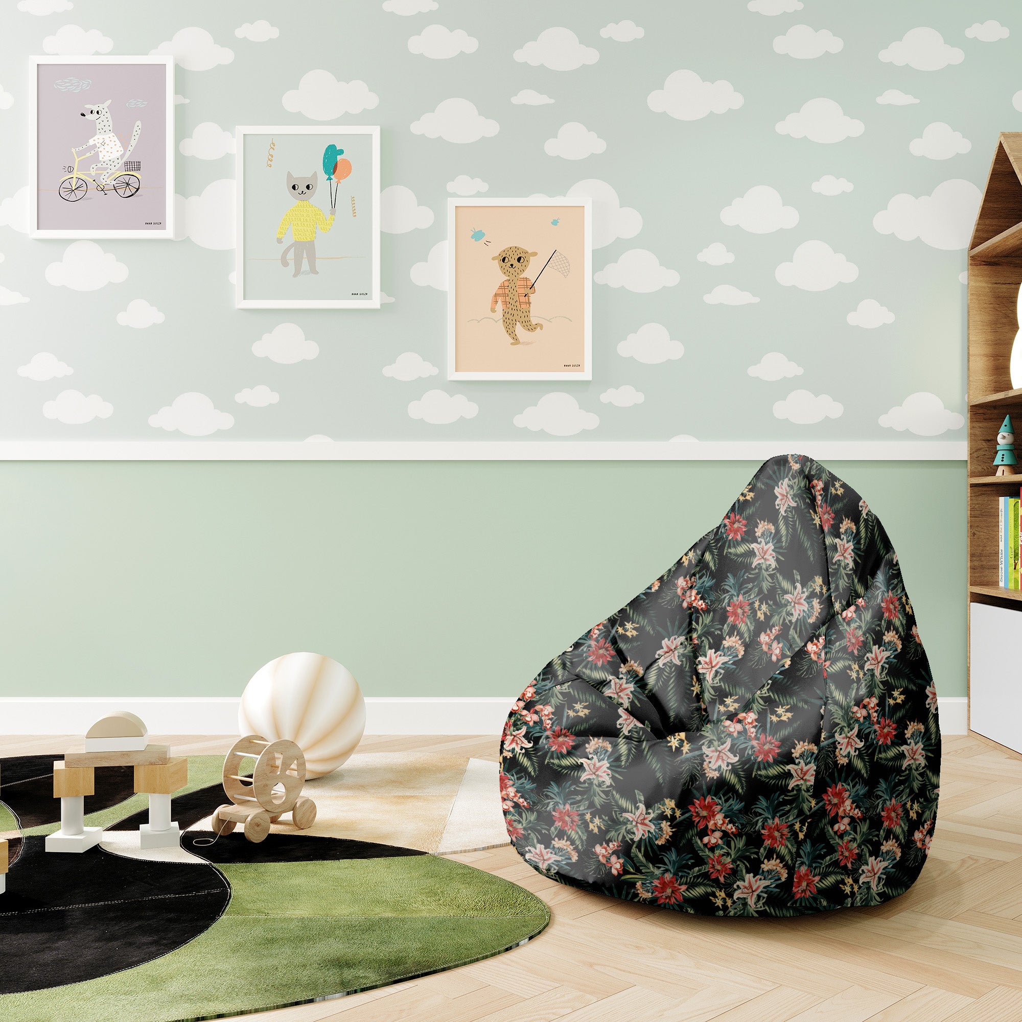 Pearshape Pouf Dark Jungle Exotic-S-Oxford