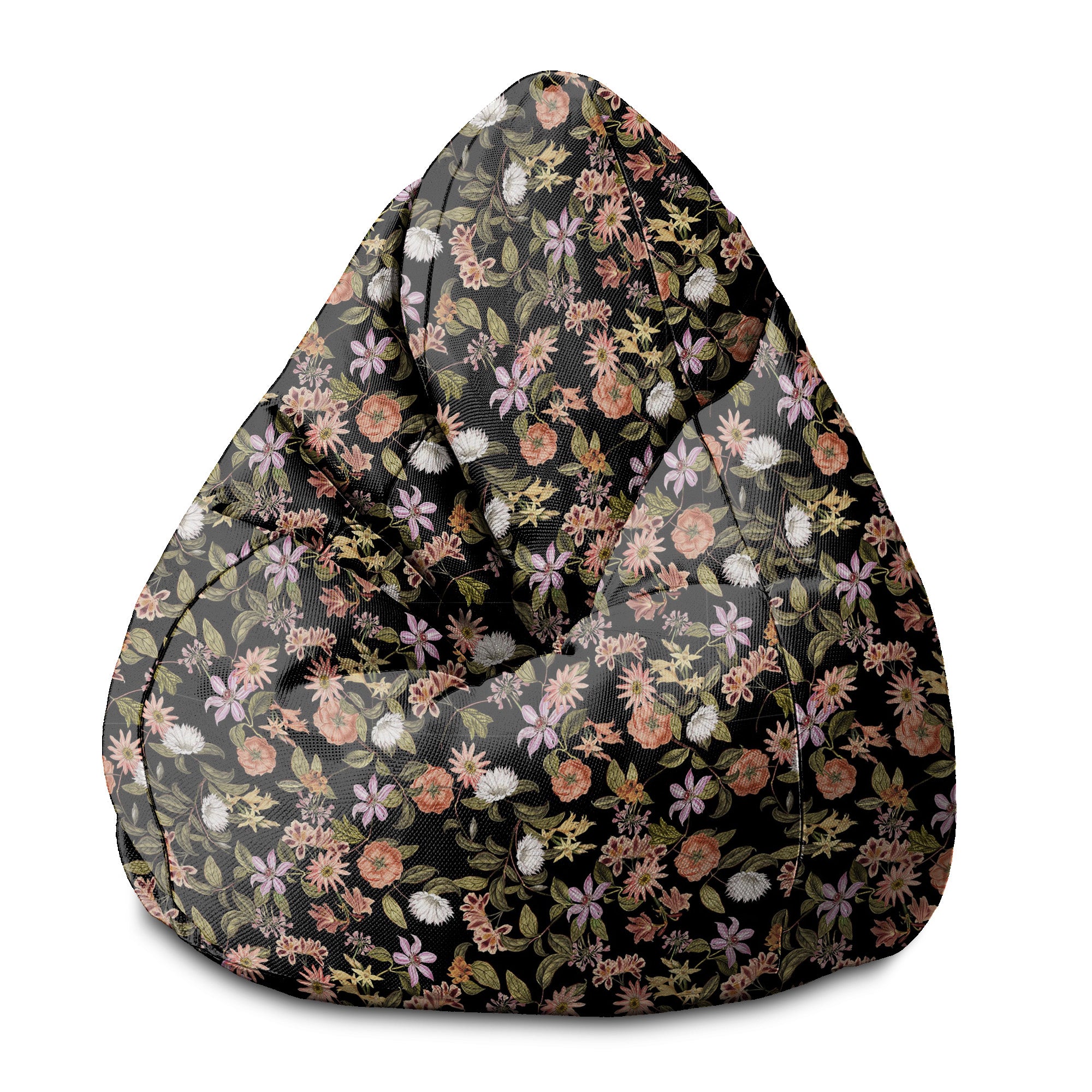 Sedací vak Pearshape Tmavý džungľový vzor-S-Zamat