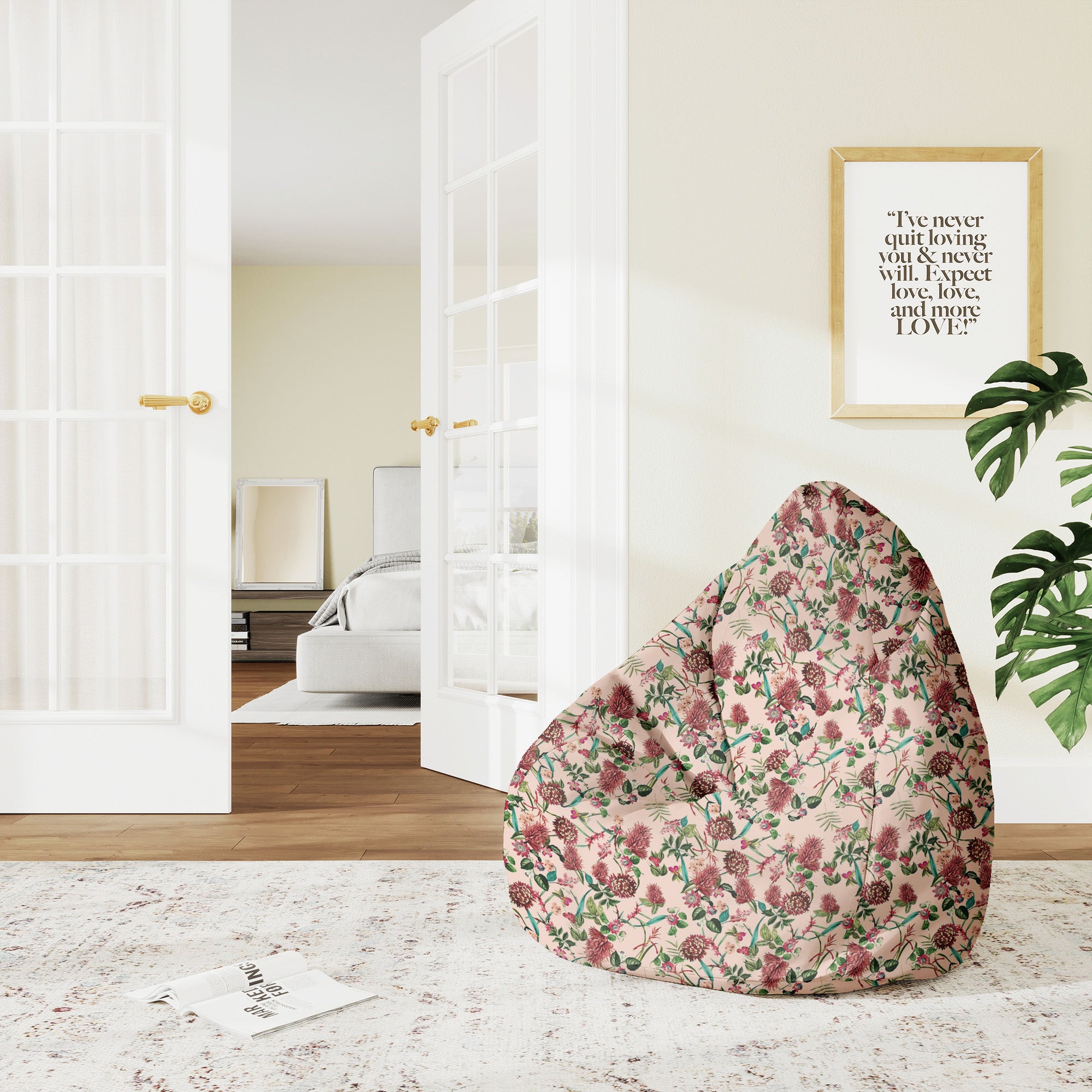 Puf Pearshape Dark Jungle Pink-M-Velvet