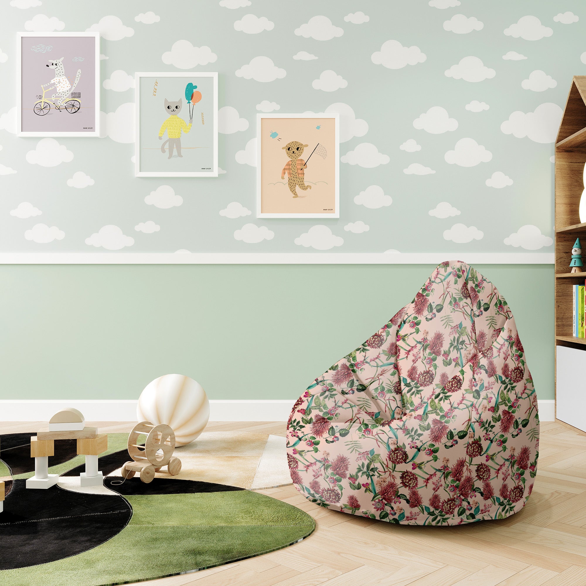 Puf Pearshape Dark Jungle Pink-S-Oxford