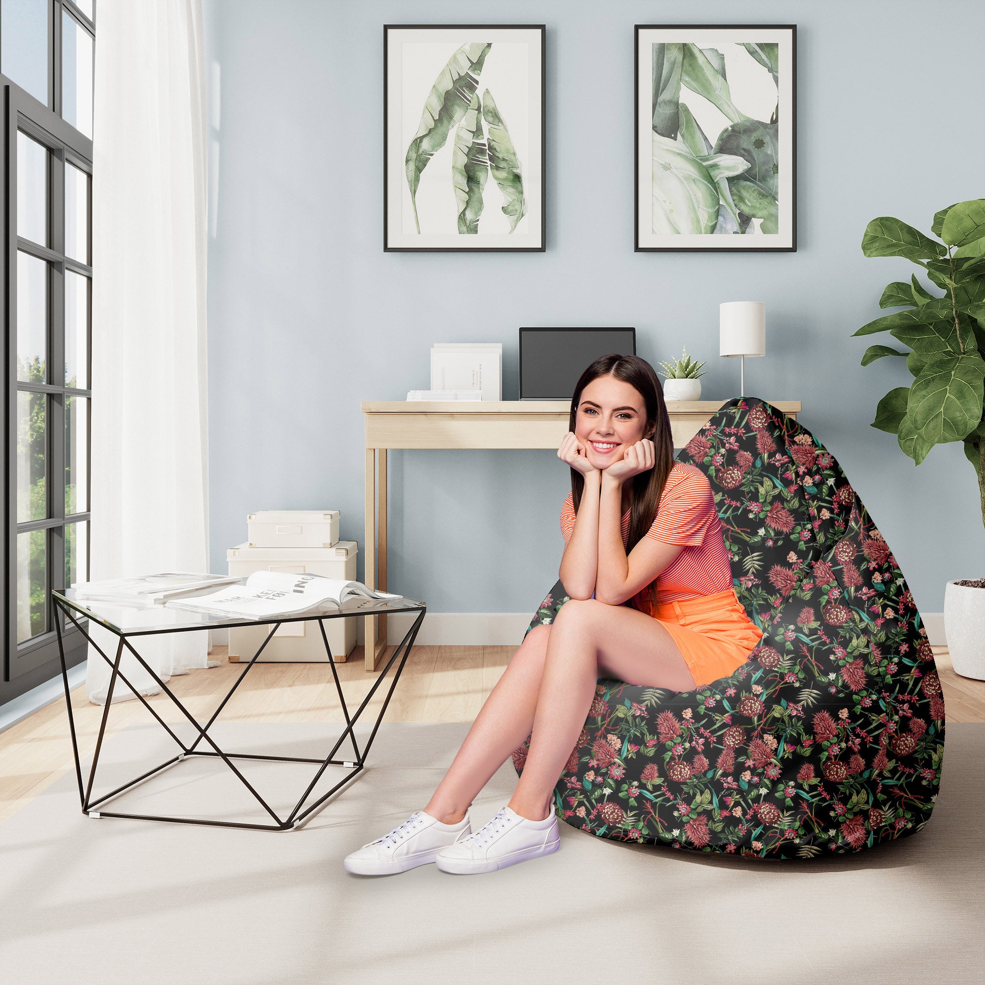 Pearshape Pouf Dark Jungle Red-M-Velvet