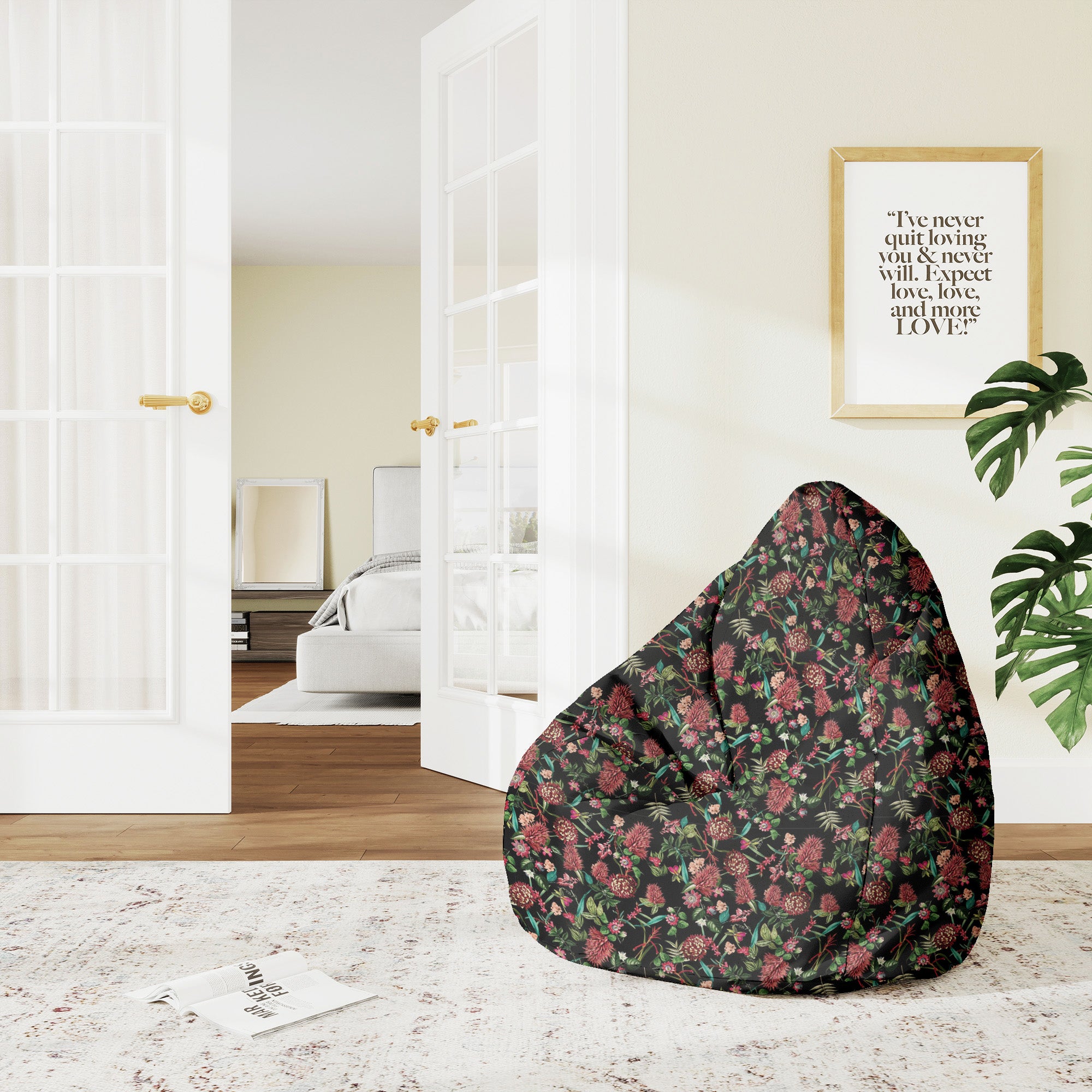 Pearshape Pouf Dark Jungle Red-M-Velvet