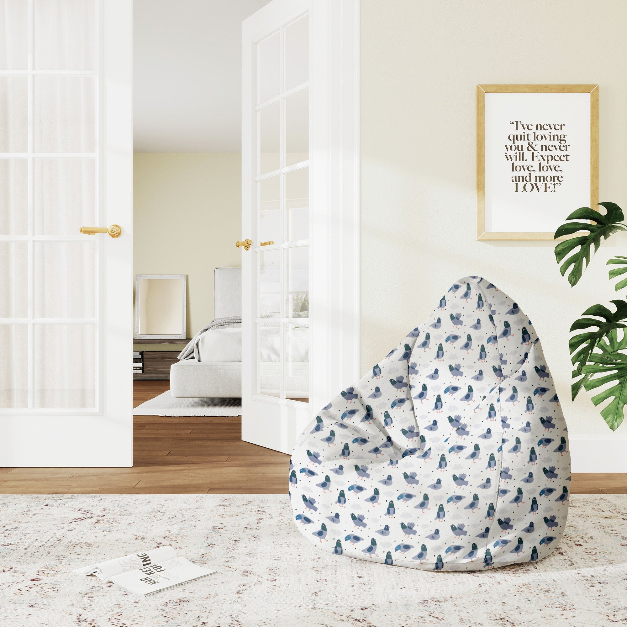 Pearshape Pouf Doves-M-Velvet