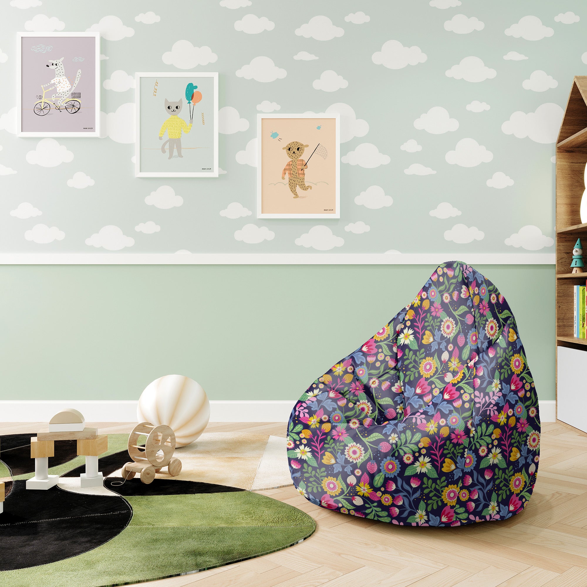 Pearshape Pouf Exotic Floral