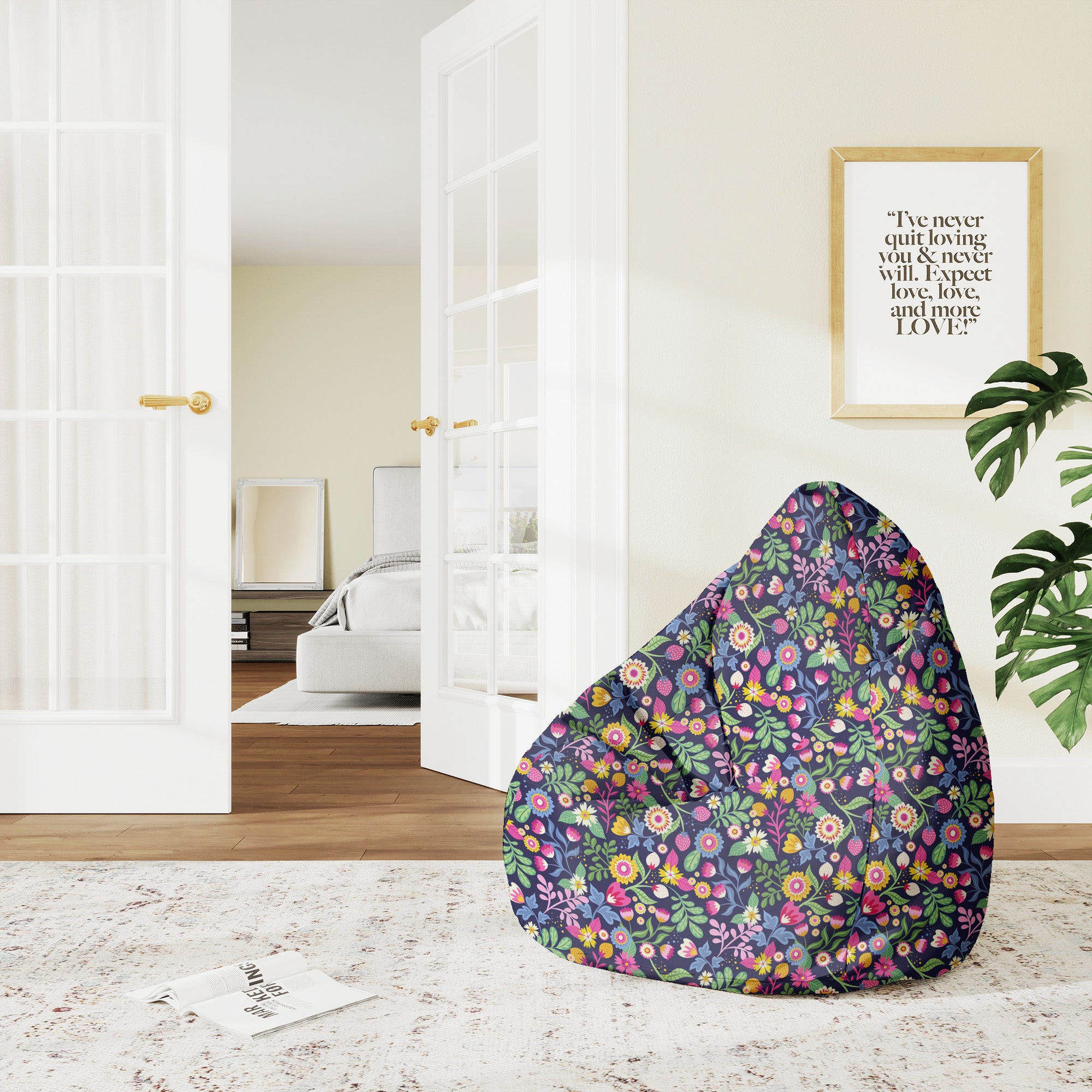 Pearshape Pouf Exotic Floral-M-Oxford