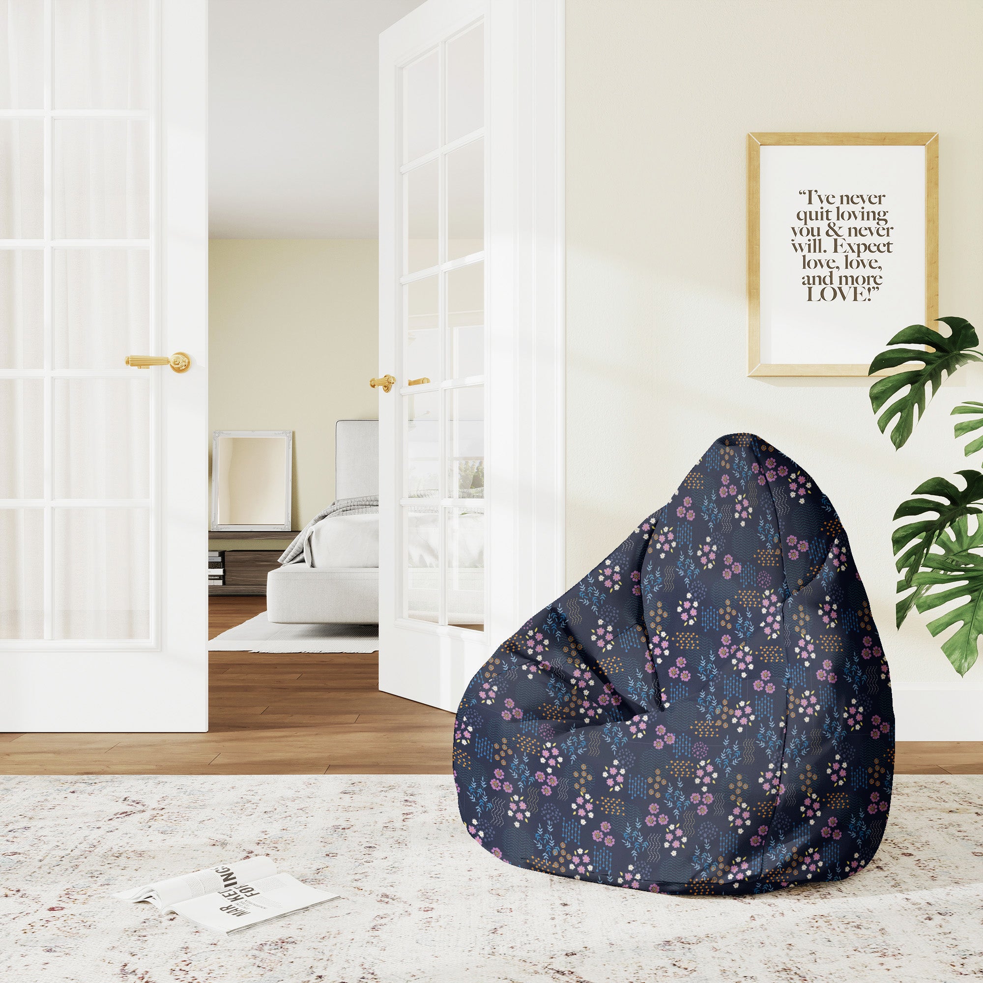 Puf Pearshape Geometric Flower-M-Velvet
