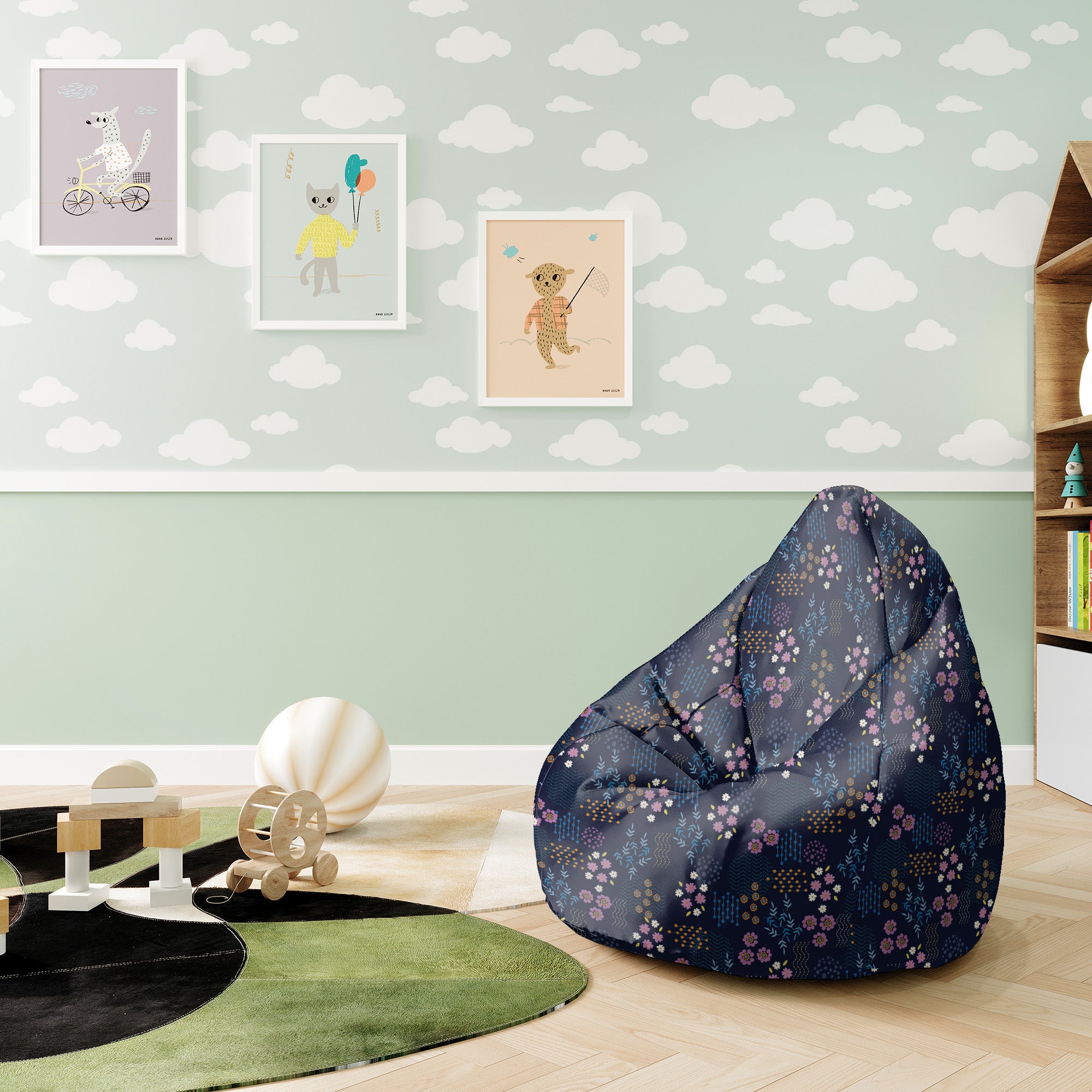 Puf Pearshape Geometric Flower-S-Velvet