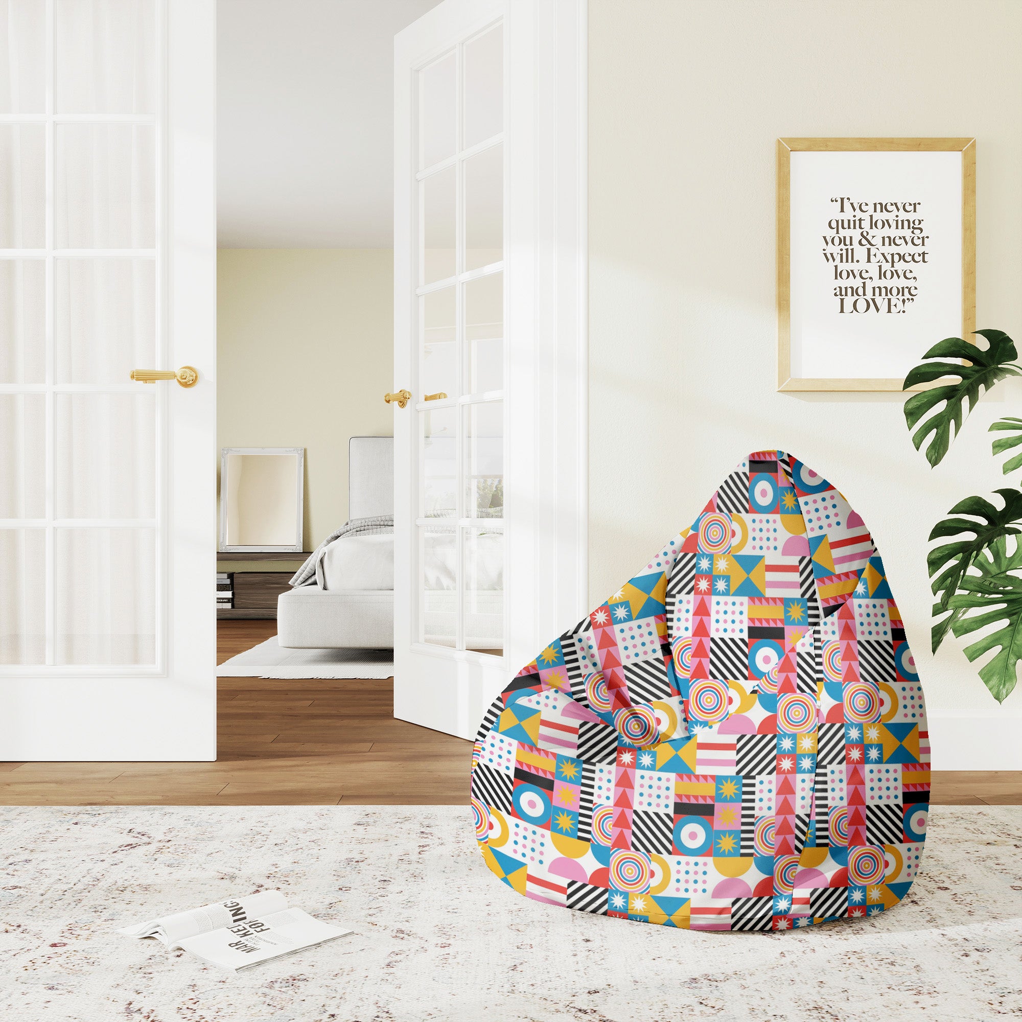 Pearshape Pouf Geometric Mosaic-M-Velvet