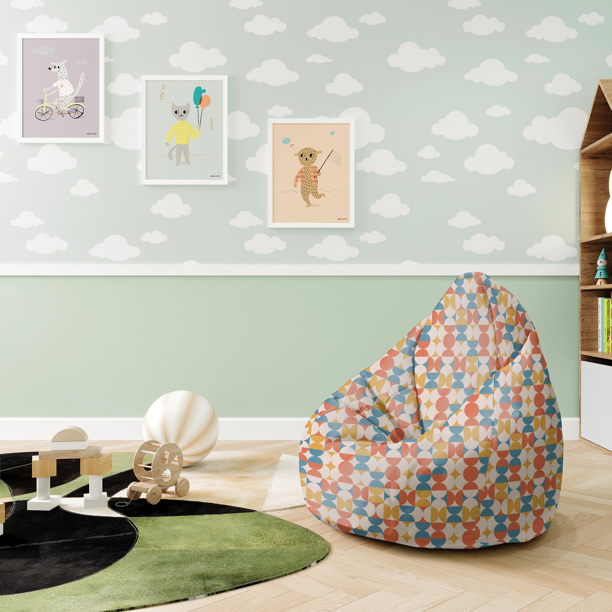 Pearshape Pouf Geometric Retro-S-Oxford