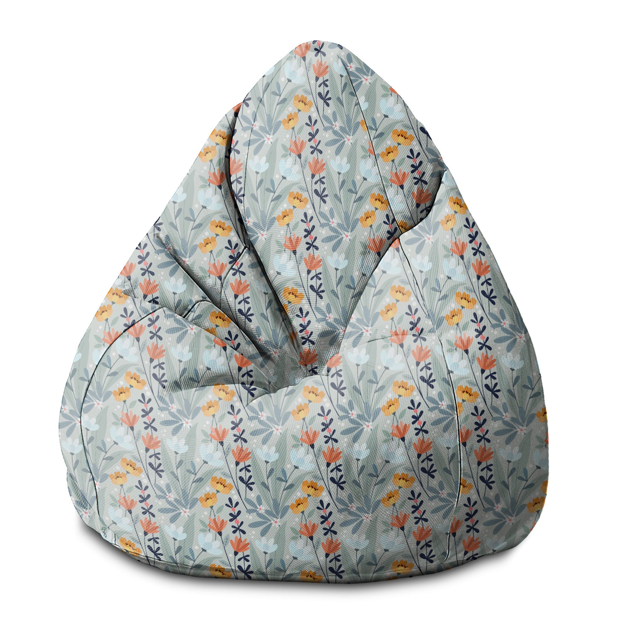 Pearshape Pouf Hand-drawn Flowers