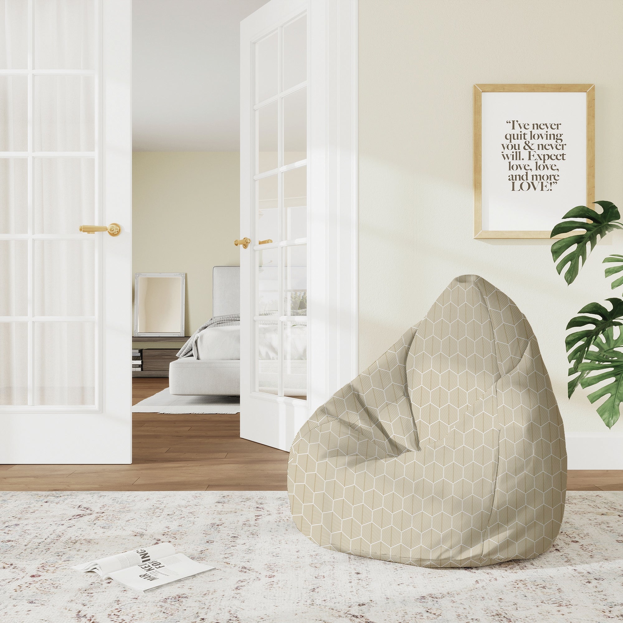 Pearshape Pouf Hexagonal Gold-M-Velvet