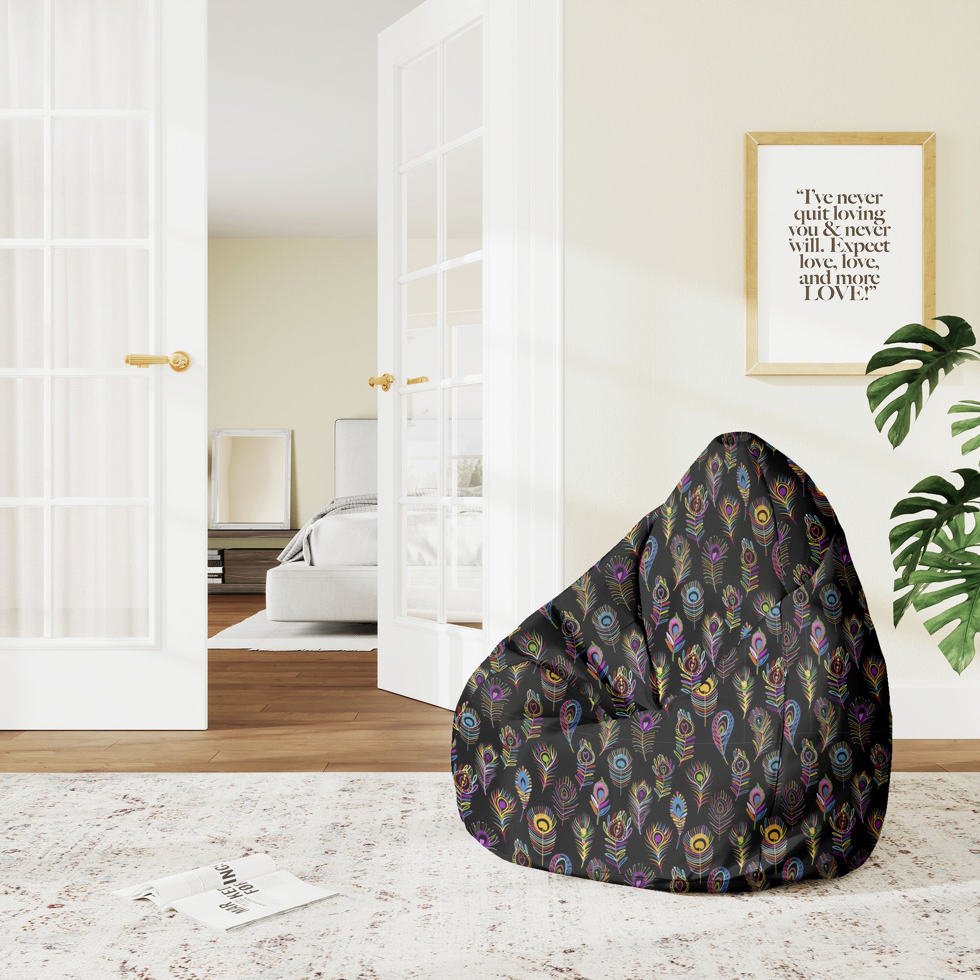 Puf Pearshape Kolorowe Pawie Oko-S-Velvet