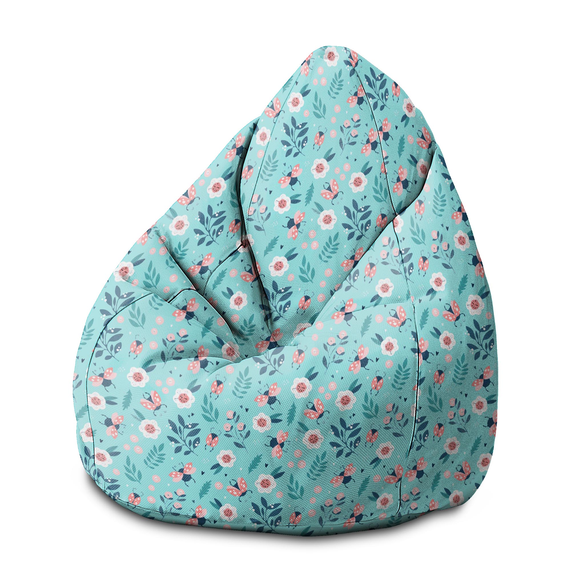 Pearshape Pouf Ladybugs and Flowers-M-Velvet