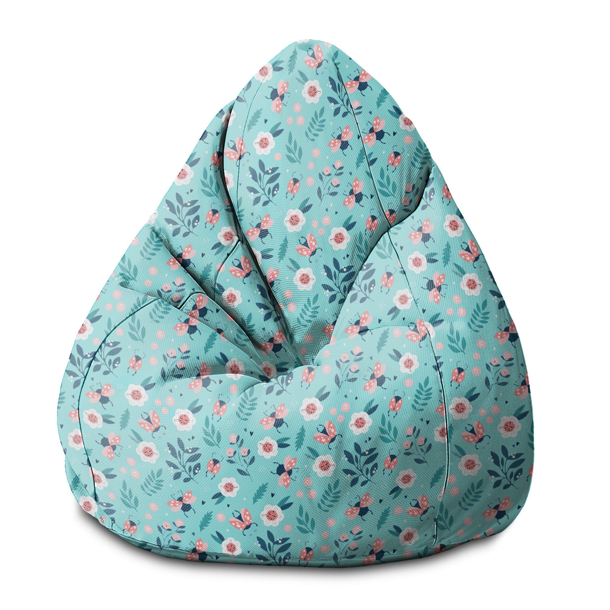 Pearshape Pouf Ladybugs and Flowers-S-Oxford