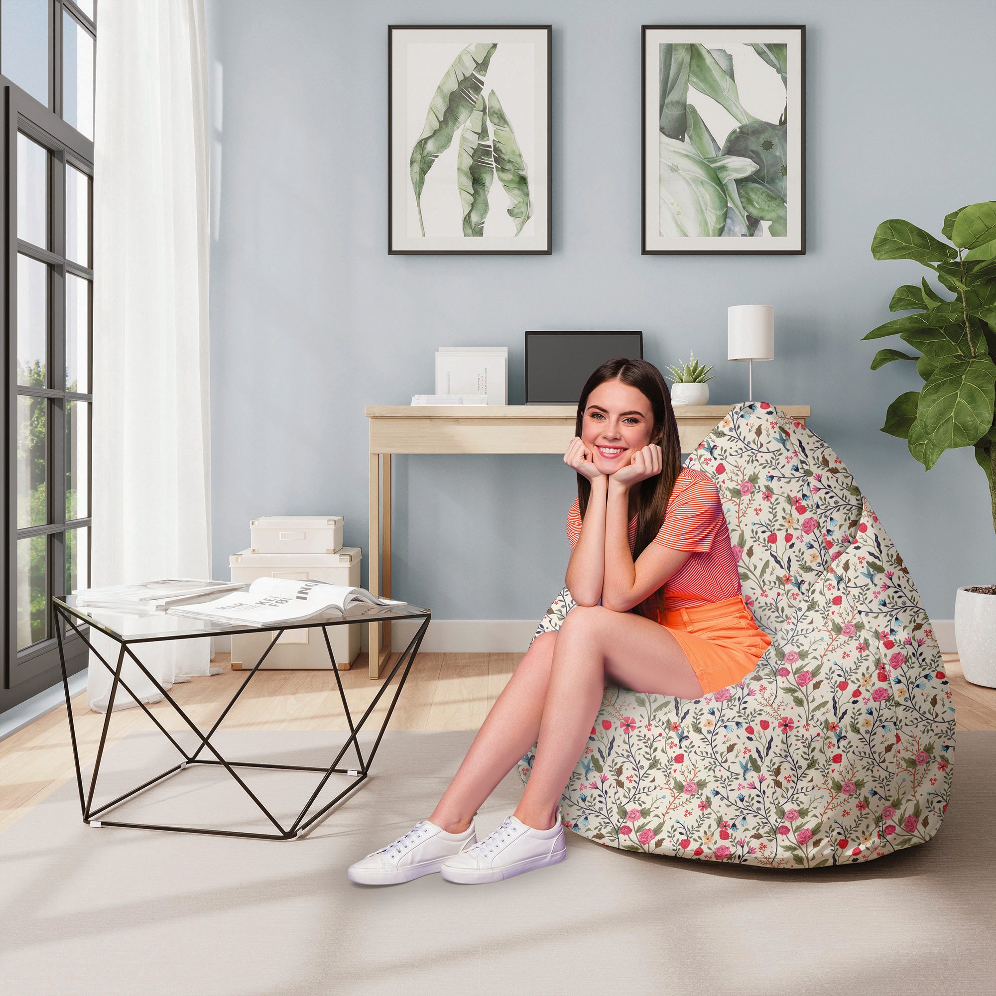 Pearshape Pouf Summer Meadow-M-Oxford