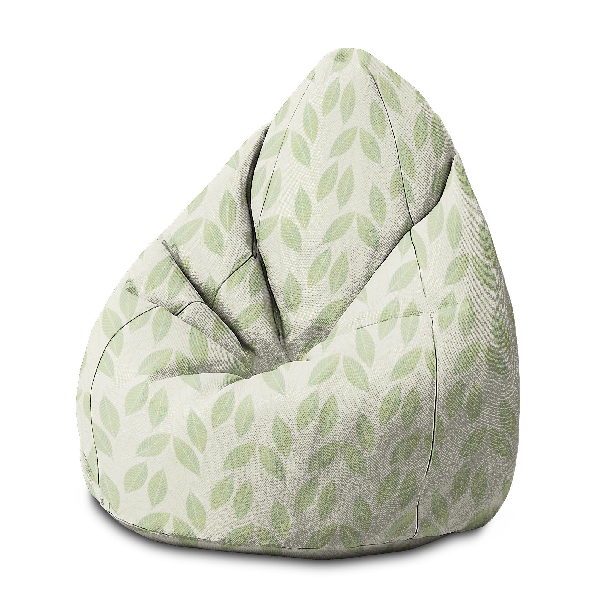 Pearshape Pouf Light Green Leaves-M-Velvet