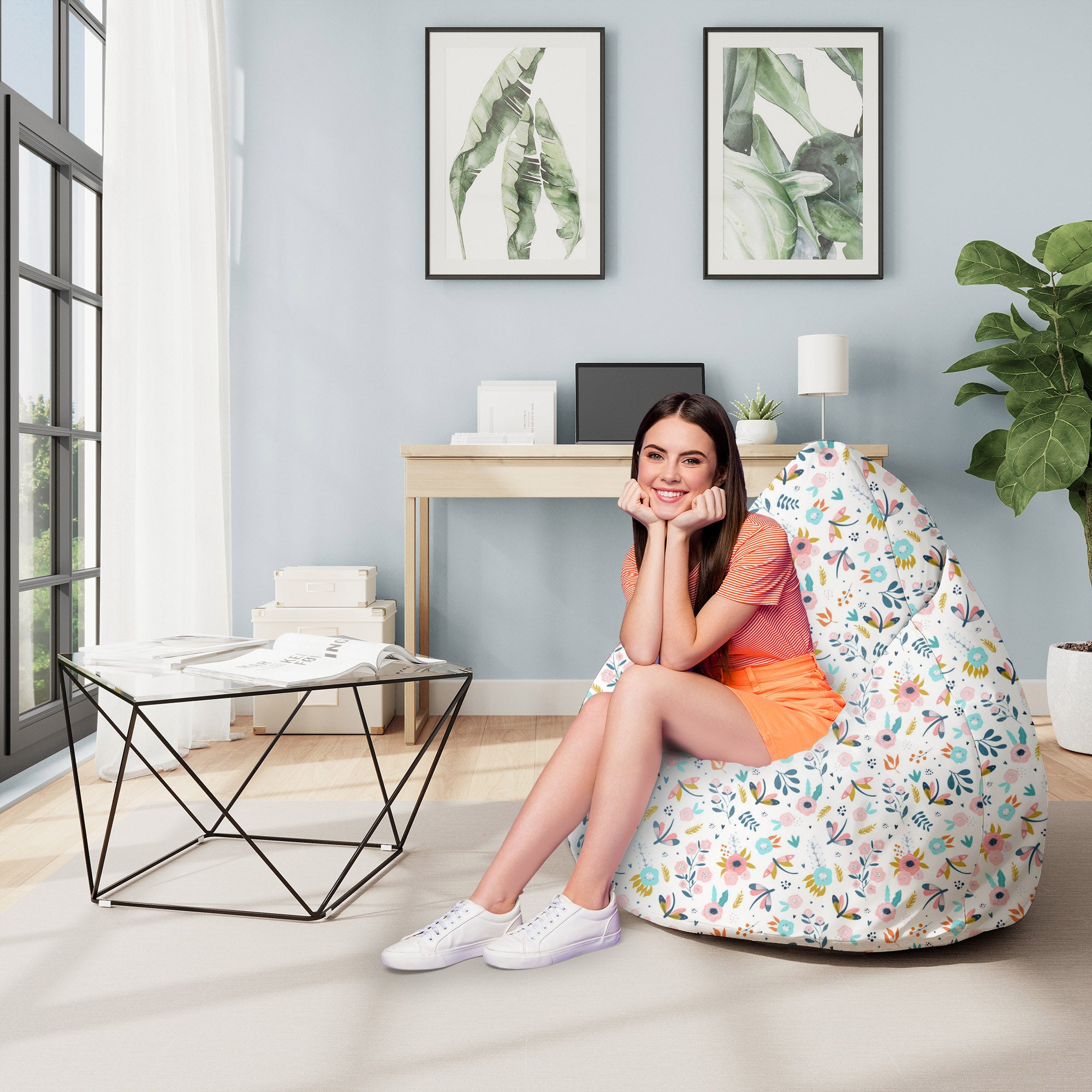 Pearshape Pouf Living in the Flowers-M-Velvet