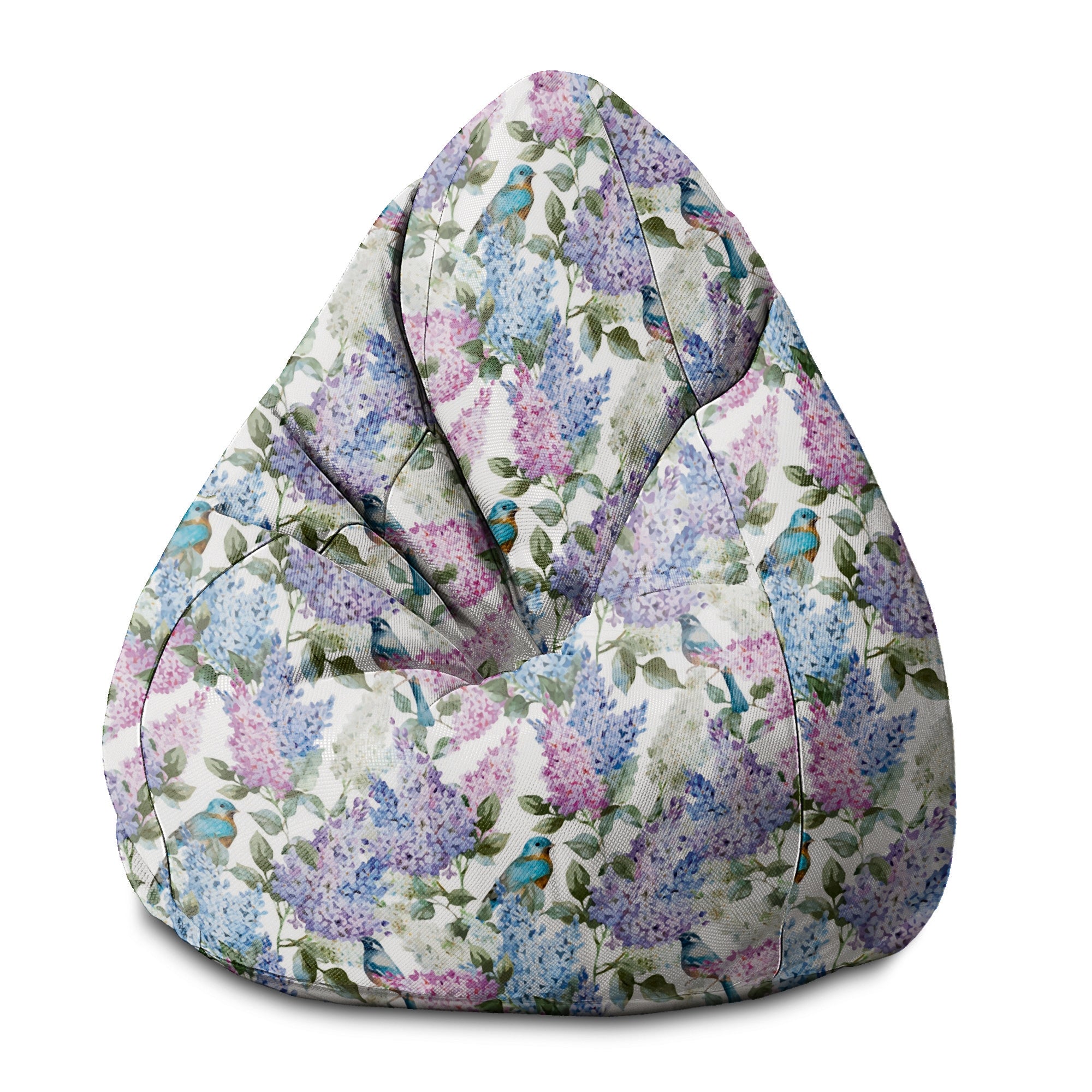 Pearshape Pouf Birds in Flowers-S-Oxford