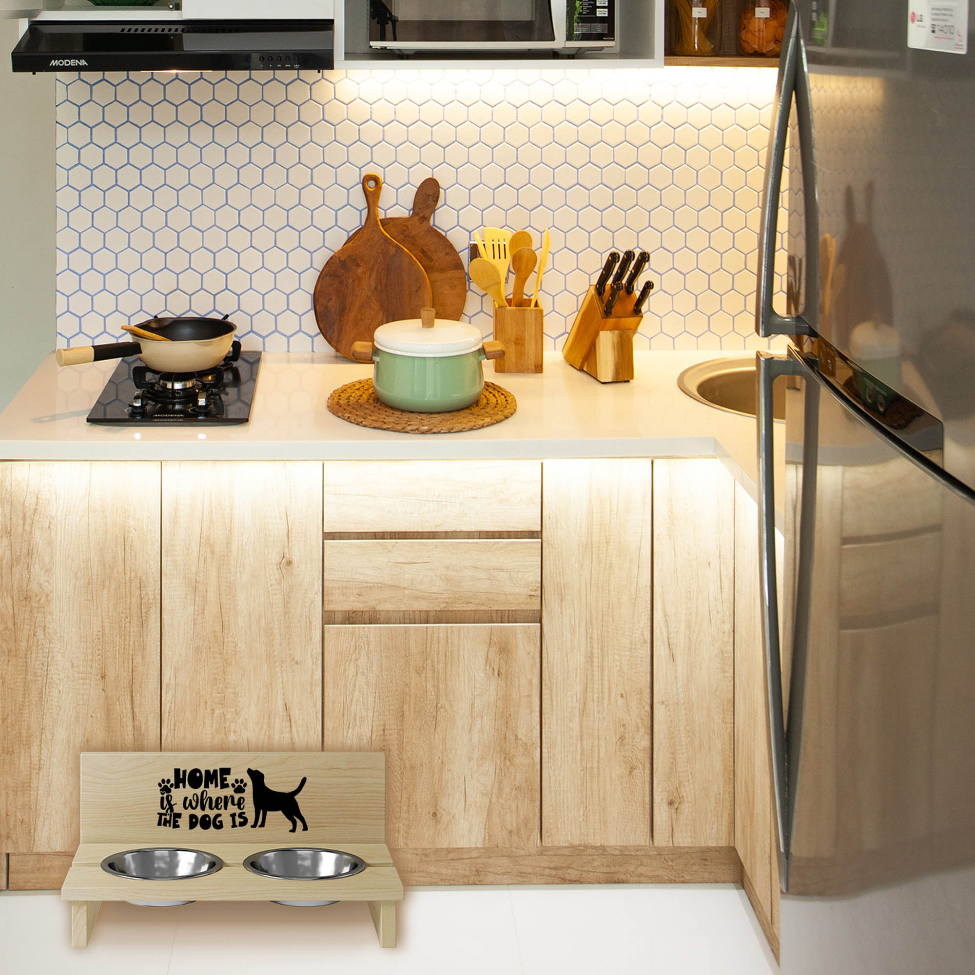 Dog Bowl Stand Home is Where the Dog Is