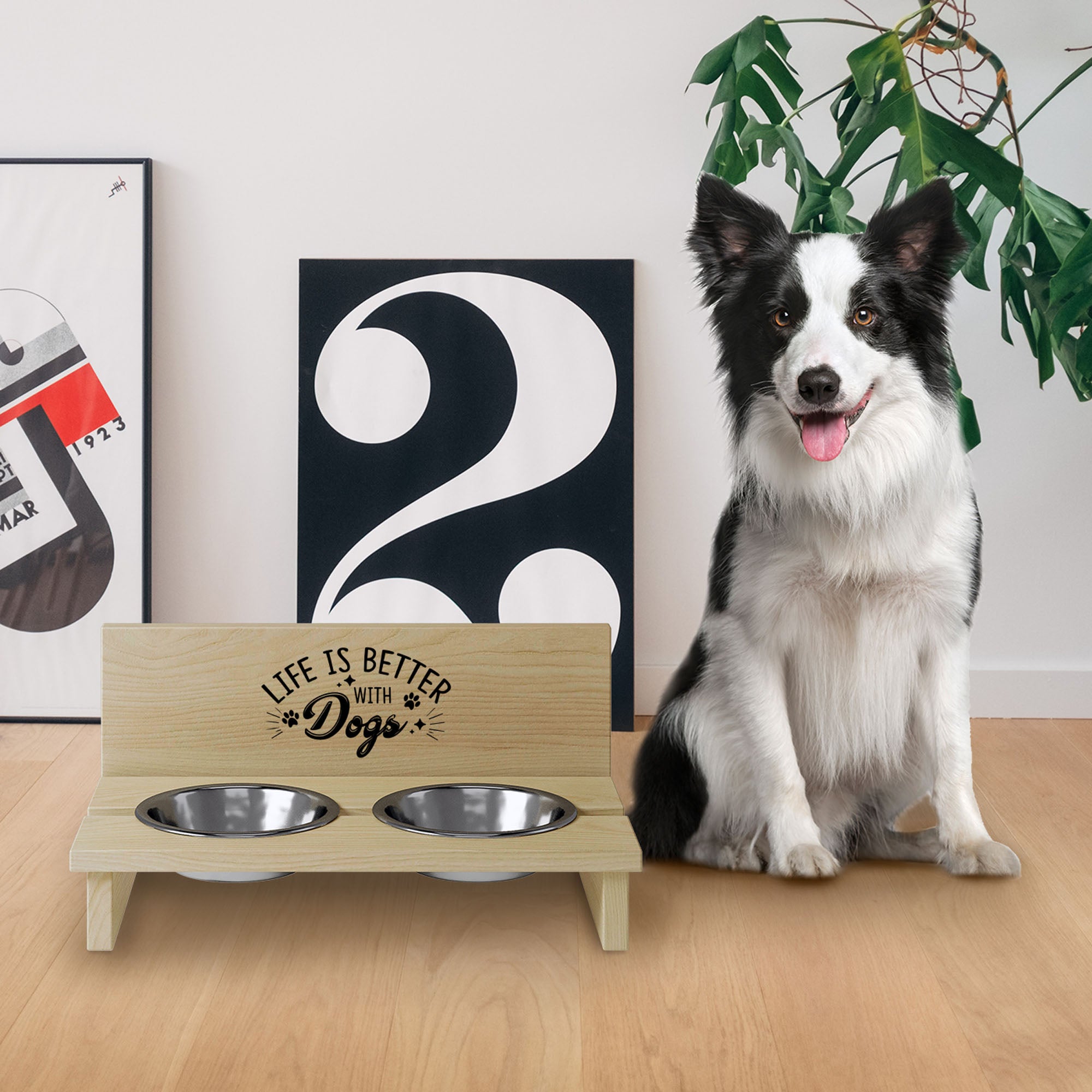 Stojak na miskę dla psa Life is Better with a Dog2-M