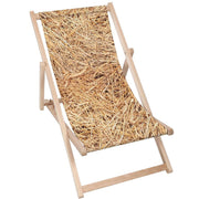 Vintage Wooden Deck Chair Village Straw