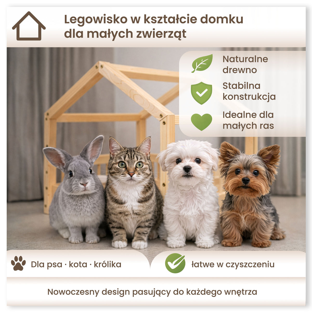 Holzhaus für Tiere mit Tierbett Lapland