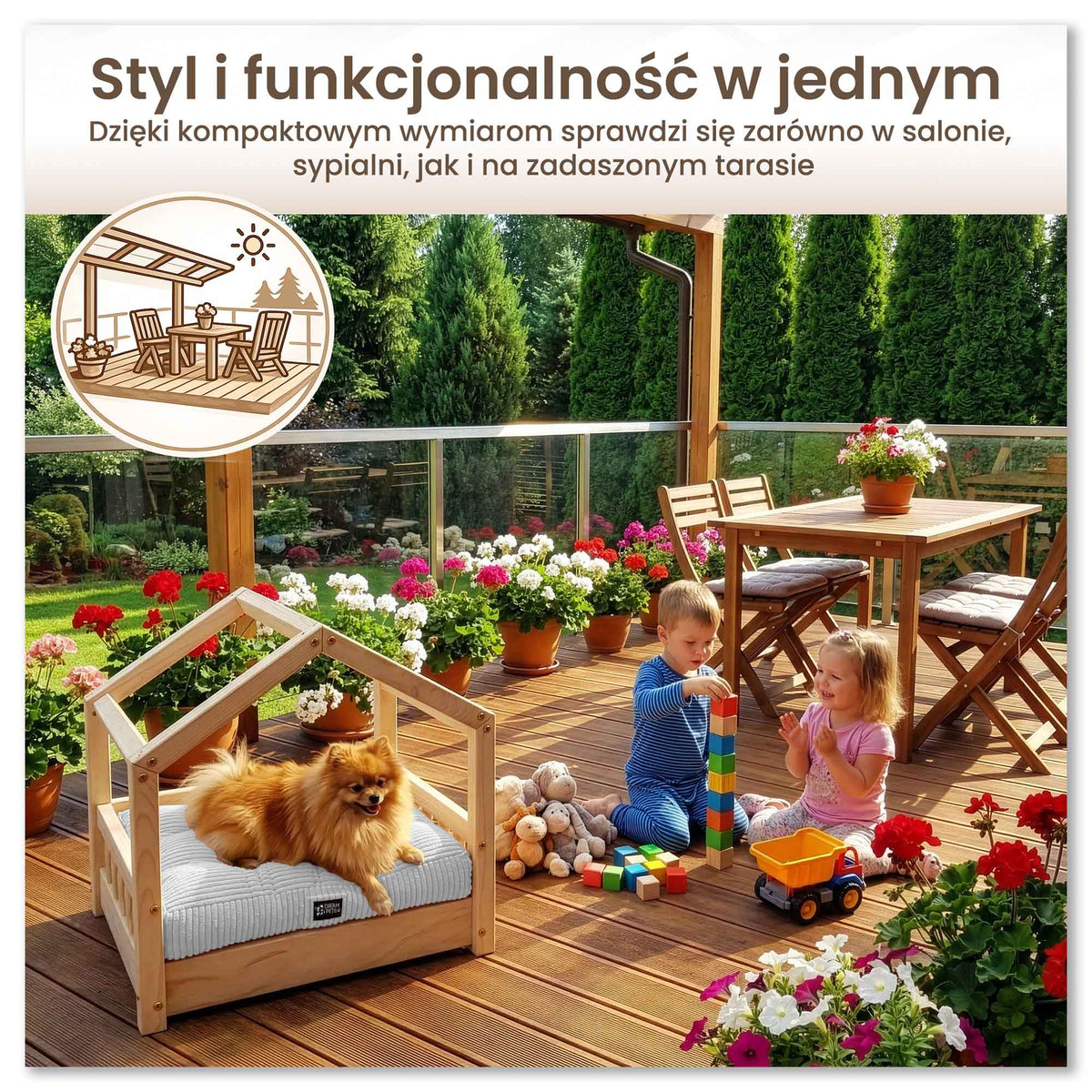 Holzhaus für Tiere mit Tierbett Lapland
