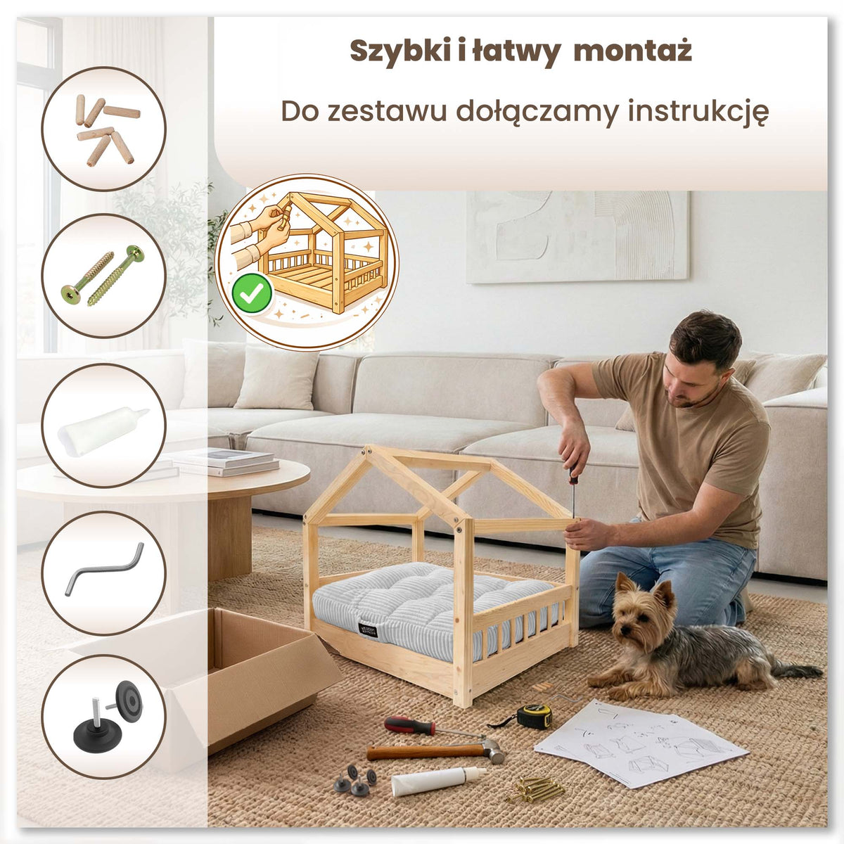 Holzhaus für Tiere mit Tierbett Lapland